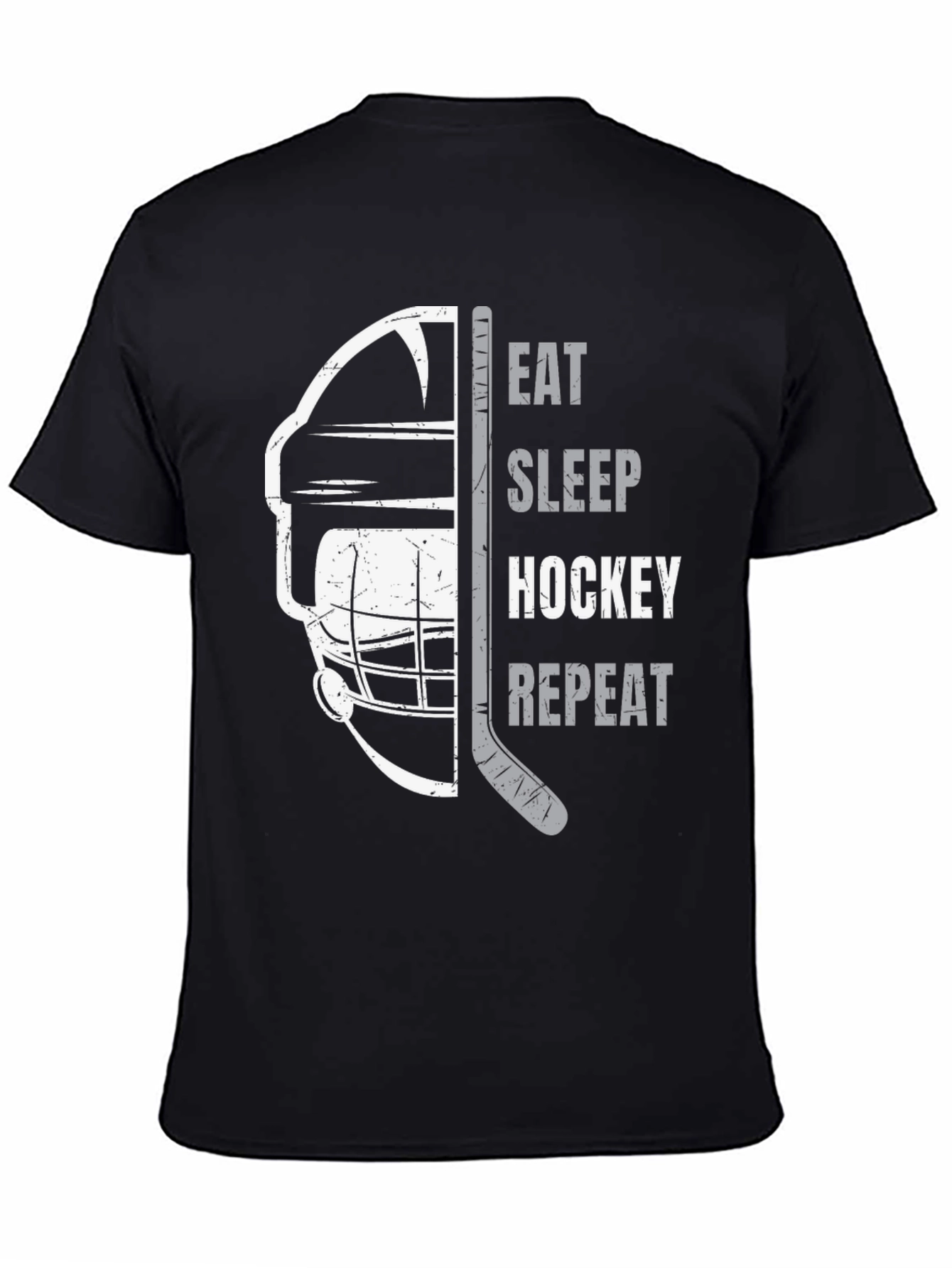 Black Eat Sleep Hockey Repeat Black Graphic Tee view 4