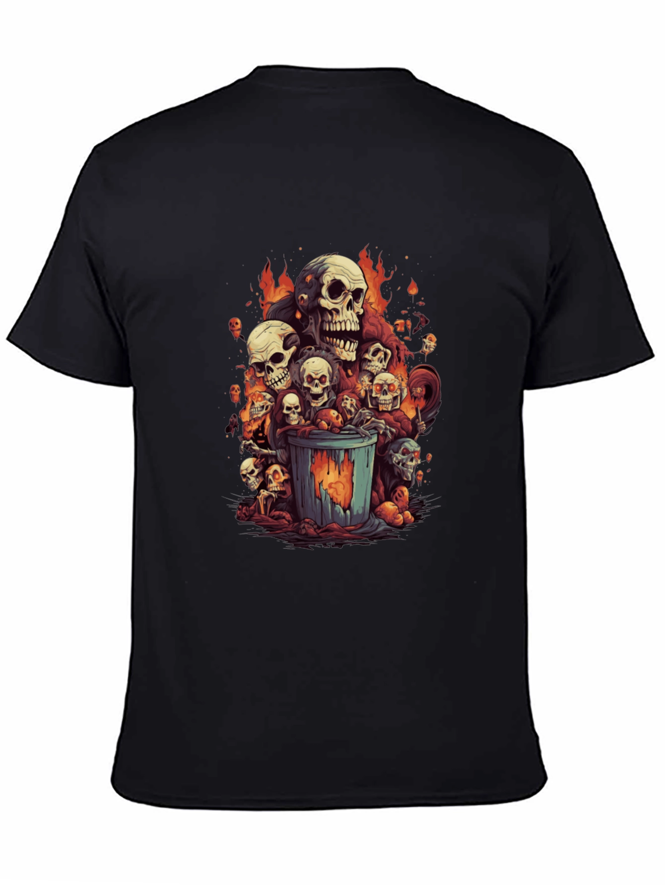 Black Skull Trash Can Graphic Tee - Men's Black T-Shirt view 4