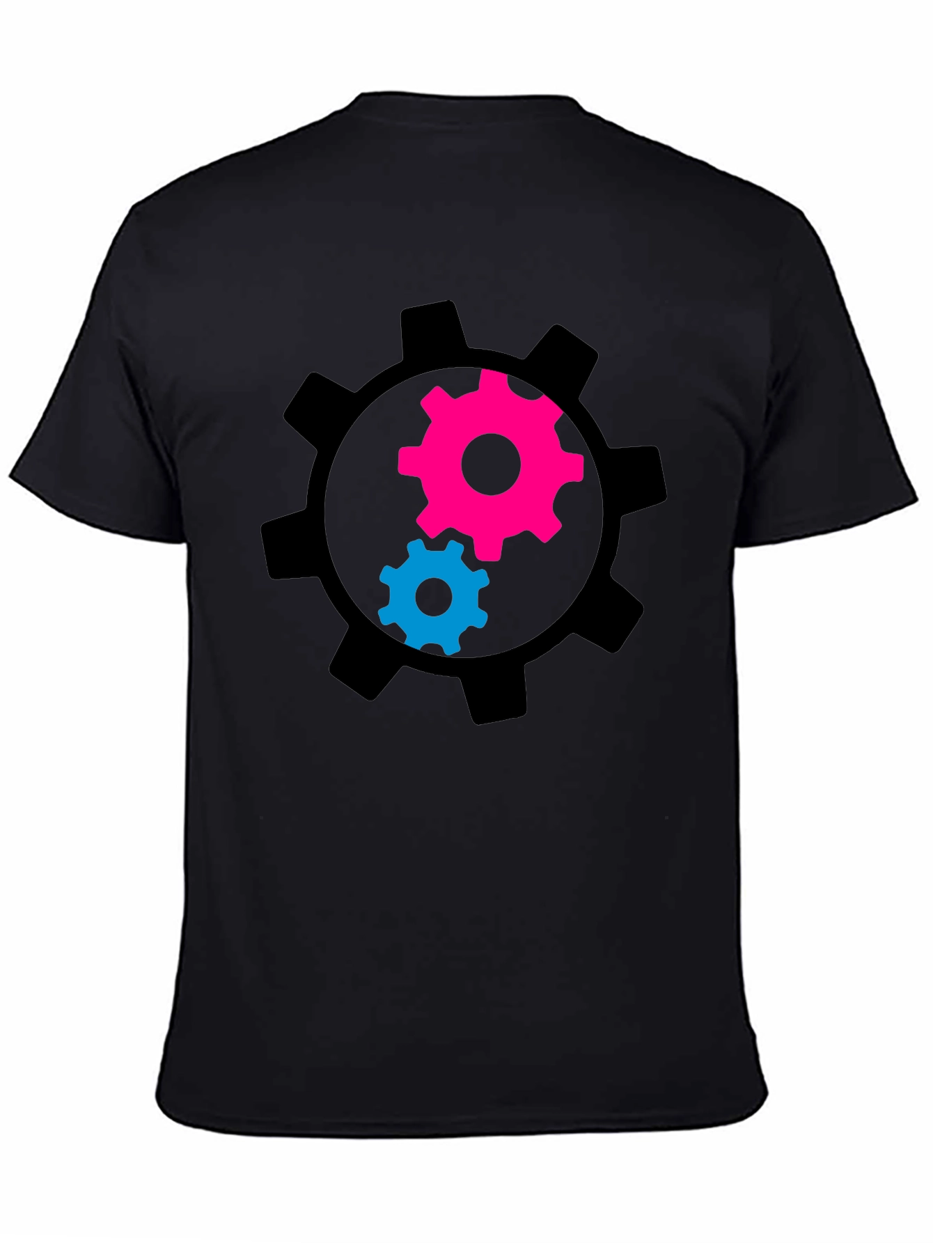 Black Gear Graphic Tee - Black Cotton Blend T-Shirt view 4