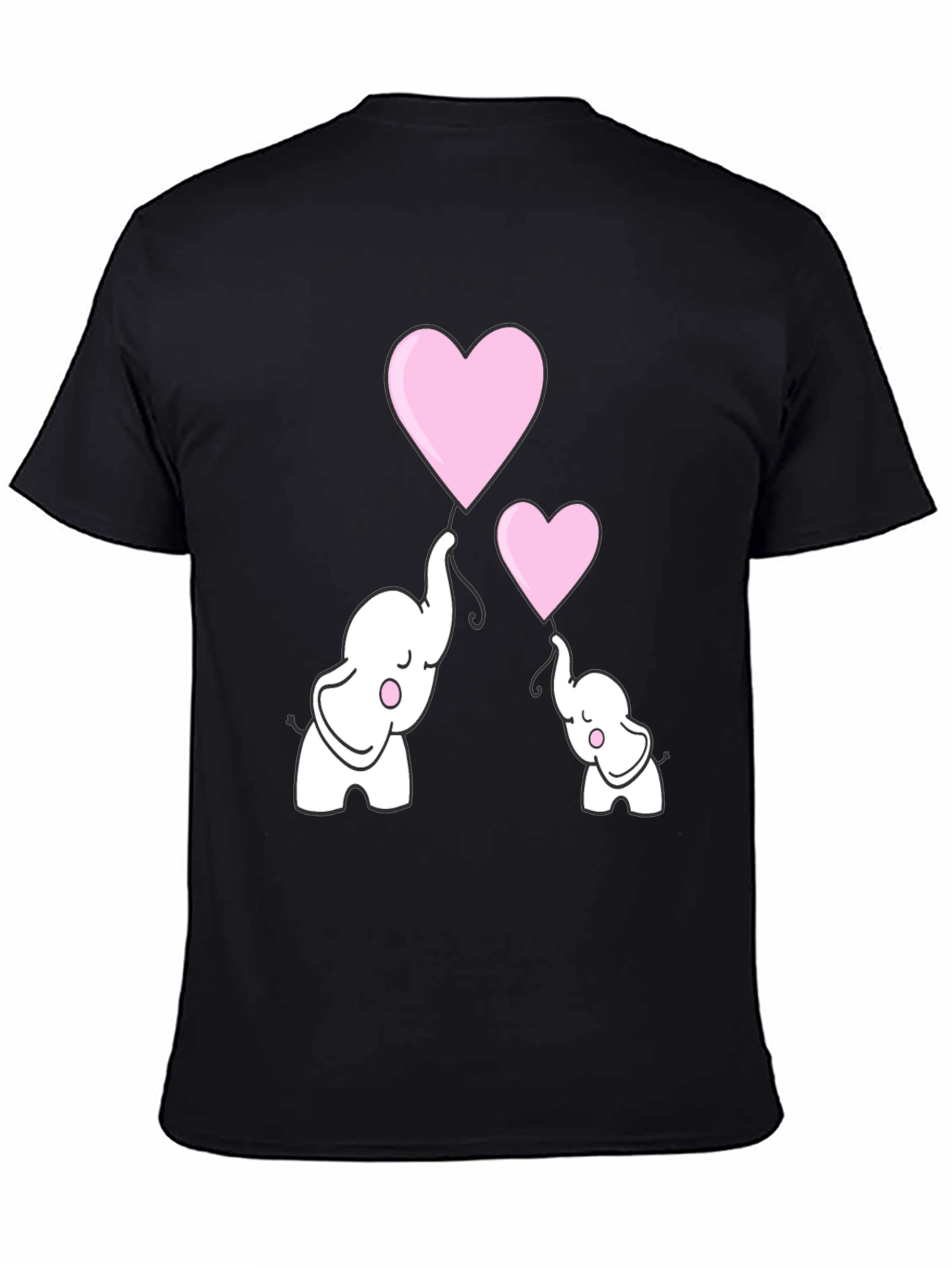Black Elephant Heart Balloons Graphic T-Shirt view 4