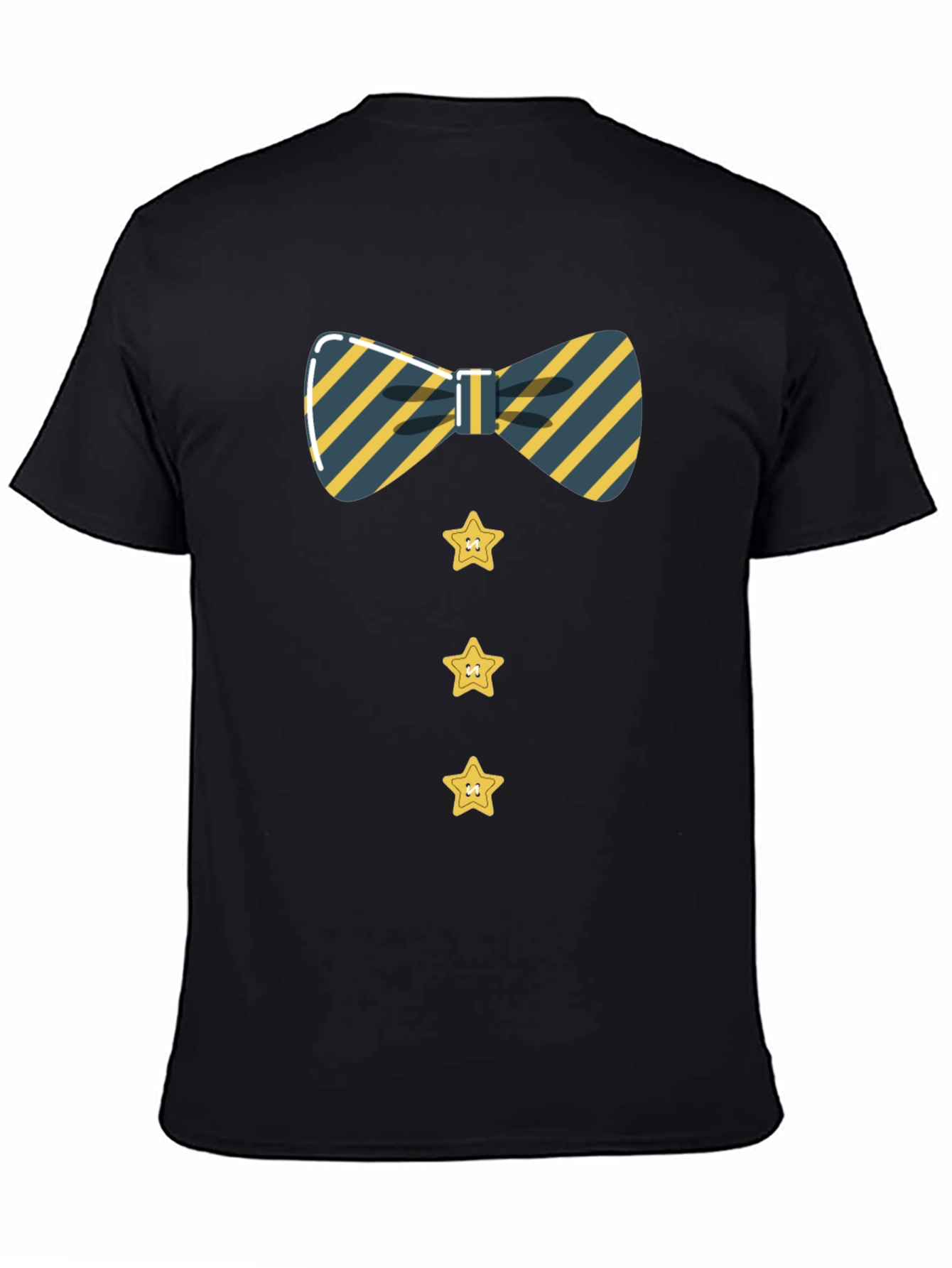 Black Striped Bowtie and Star Button Tee view 4