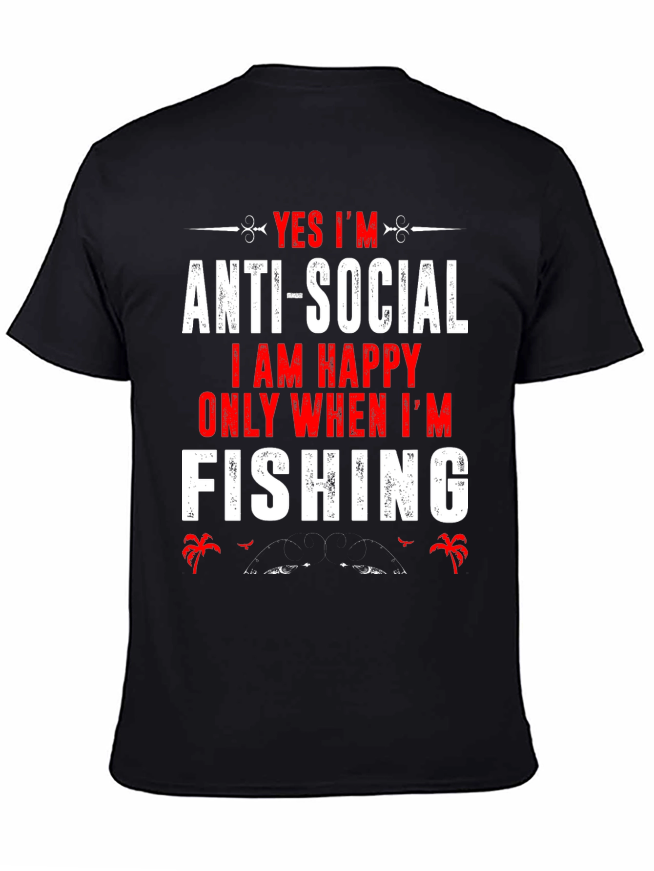 Black Anti-Social Fishing T-Shirt - Funny Fisherman Tee view 4