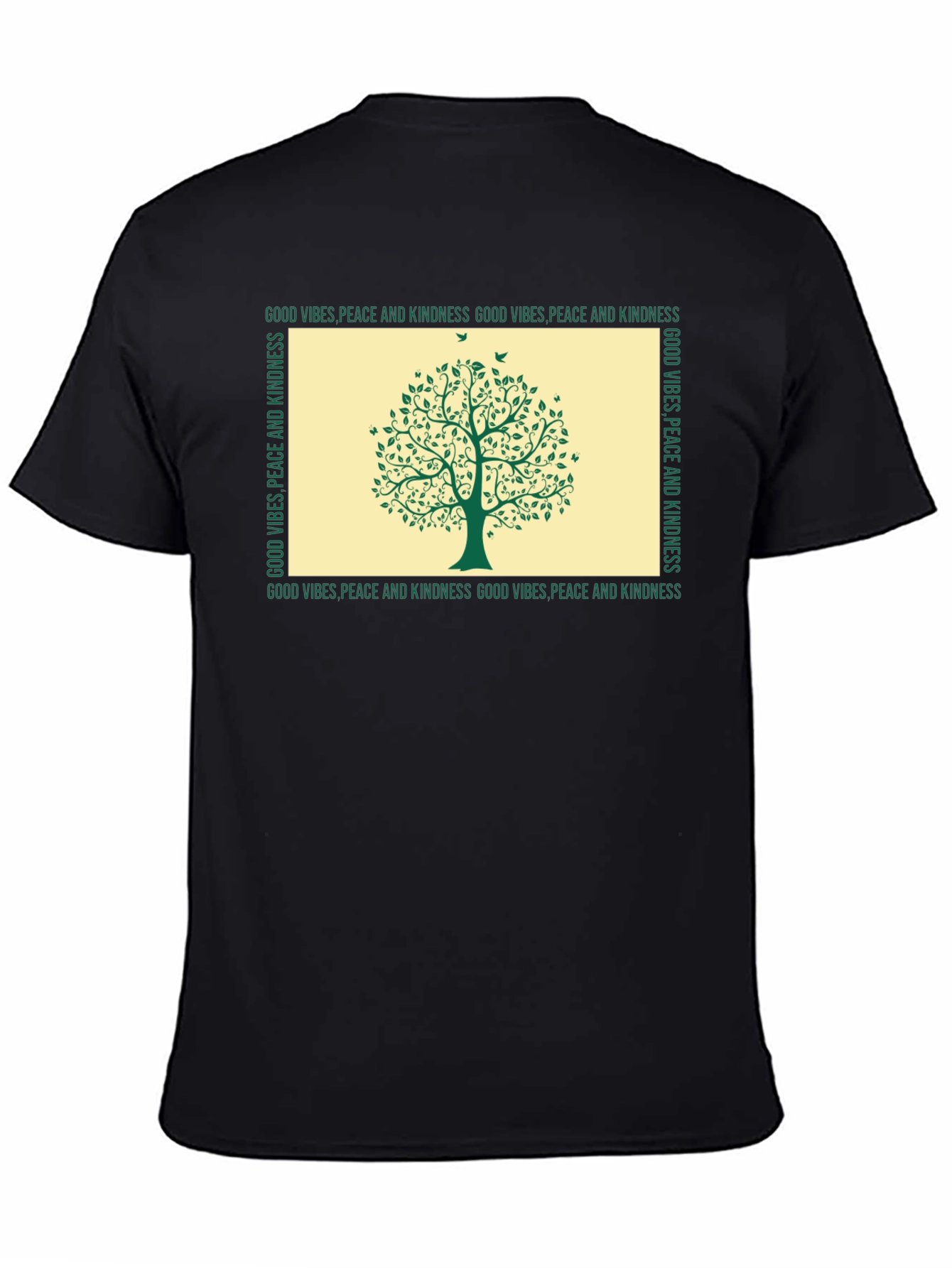 Black Kindness Tree Graphic T-Shirt - Good Vibes, Peace view 4