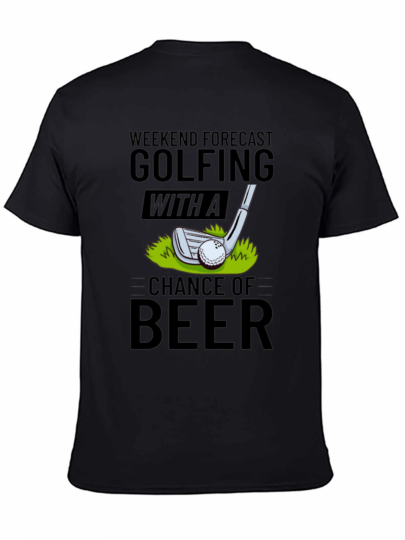 Black Golfing & Beer Forecast T-Shirt view 4