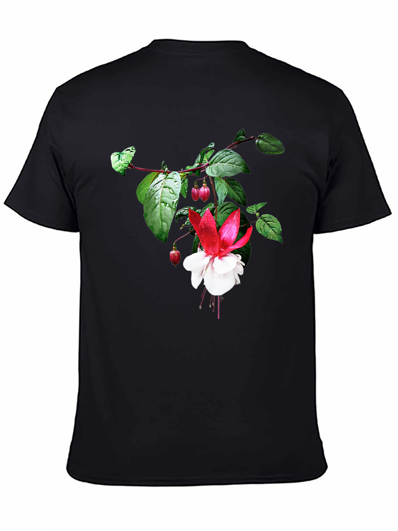 Black Floral Graphic Tee - Black Cotton Blend view 4