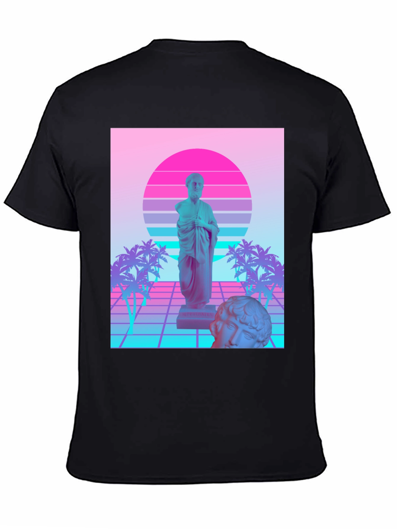 Black Vaporwave Statue T-Shirt - Retro Aesthetic Tee view 4
