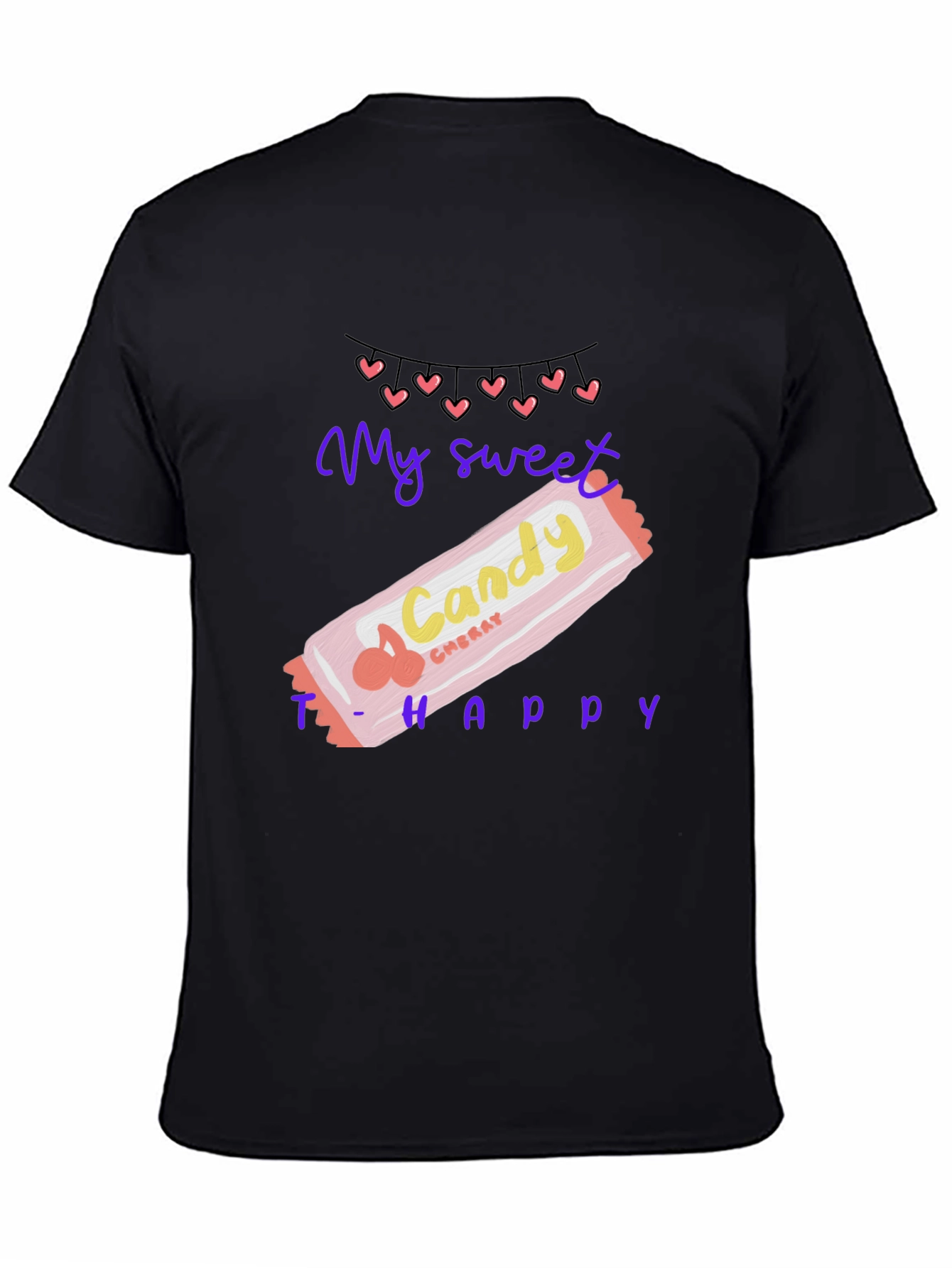 Black Sweet Candy Cherry Happy T-Shirt view 4