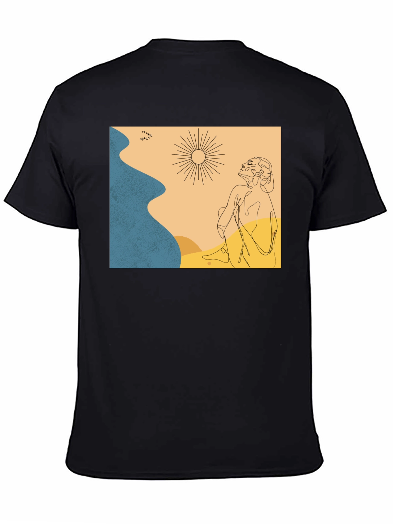Black Abstract Graphic Print Crew Neck T-Shirt view 4