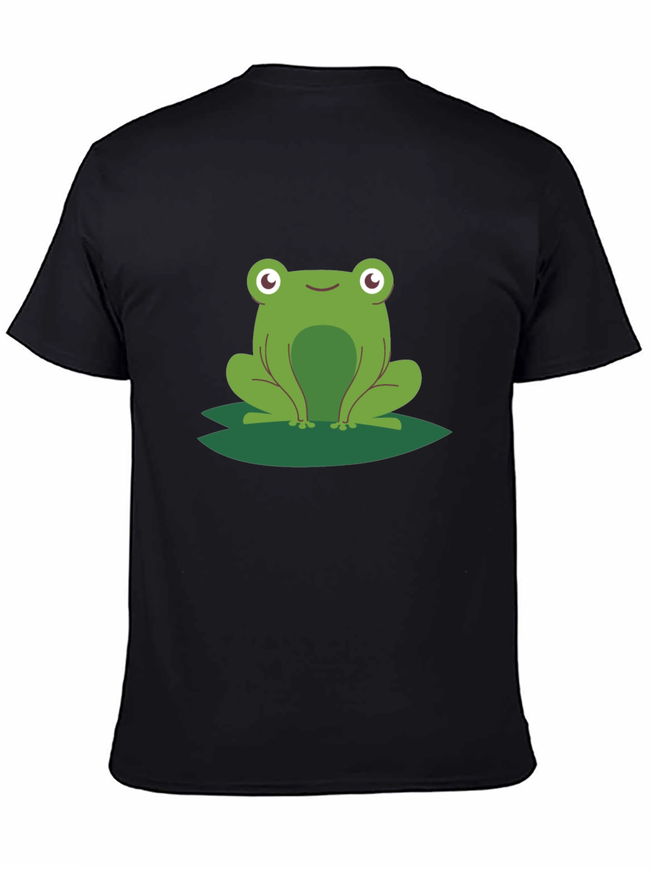 Black Frog on Lily Pad Graphic Tee - Black Cotton view 4
