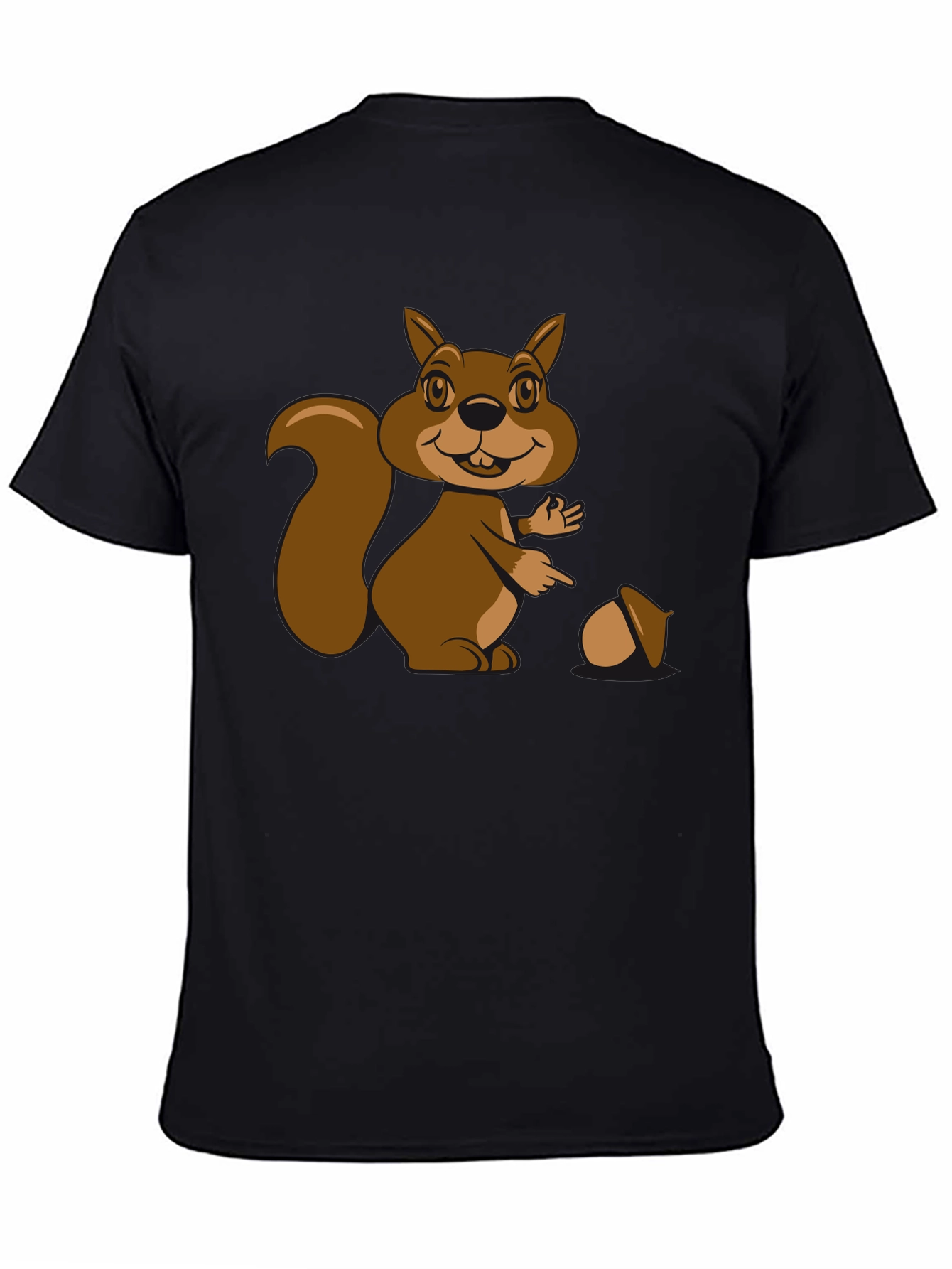 Black Cartoon Squirrel Graphic T-Shirt - Black Cotton Tee view 4