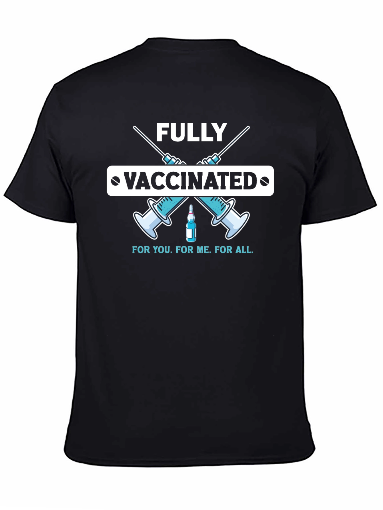 Black Fully Vaccinated Graphic Tee - Unisex Black T-Shirt view 4