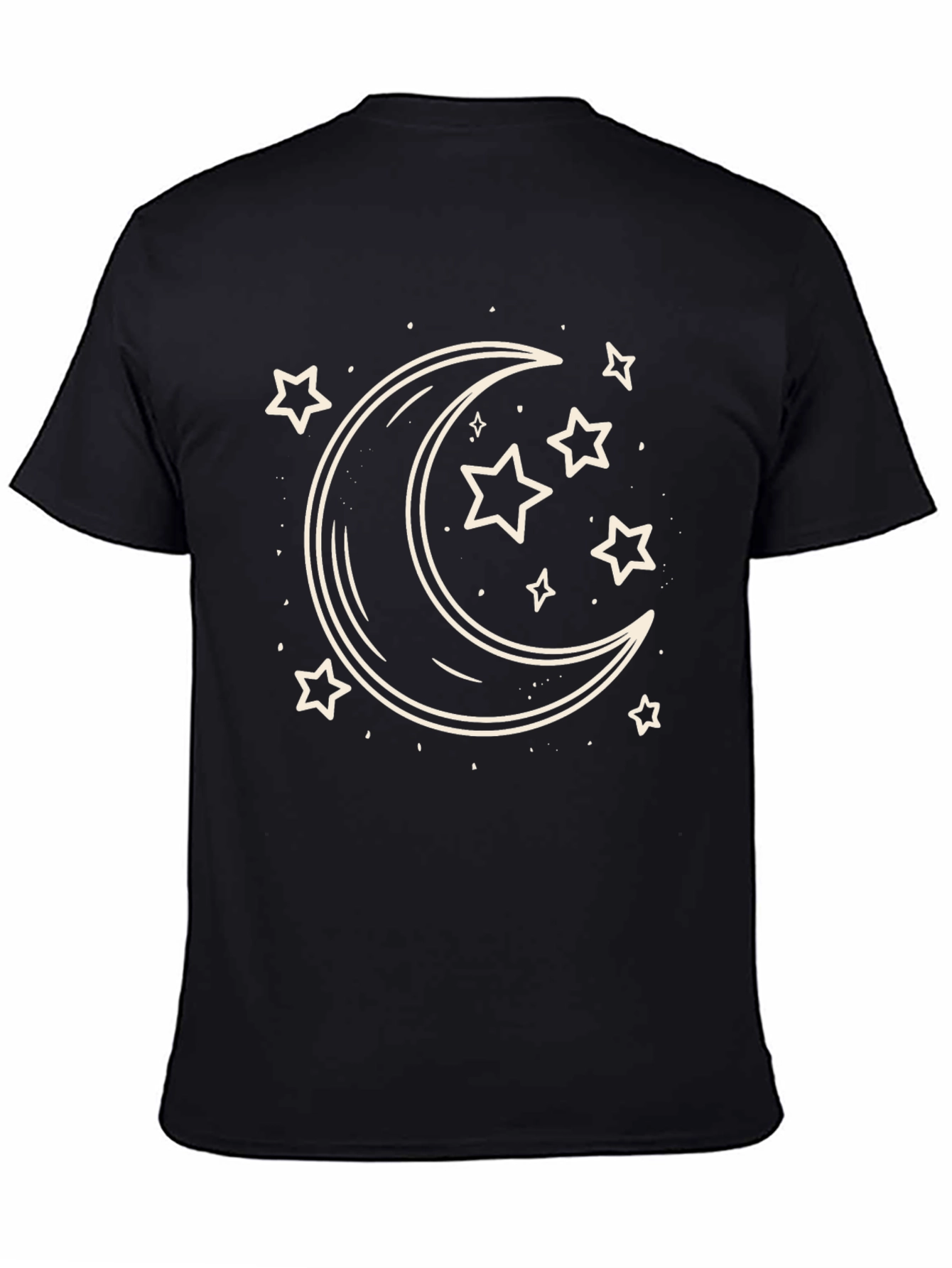 Black Celestial Moon & Stars Graphic Tee - Black Cotton Comfort view 4