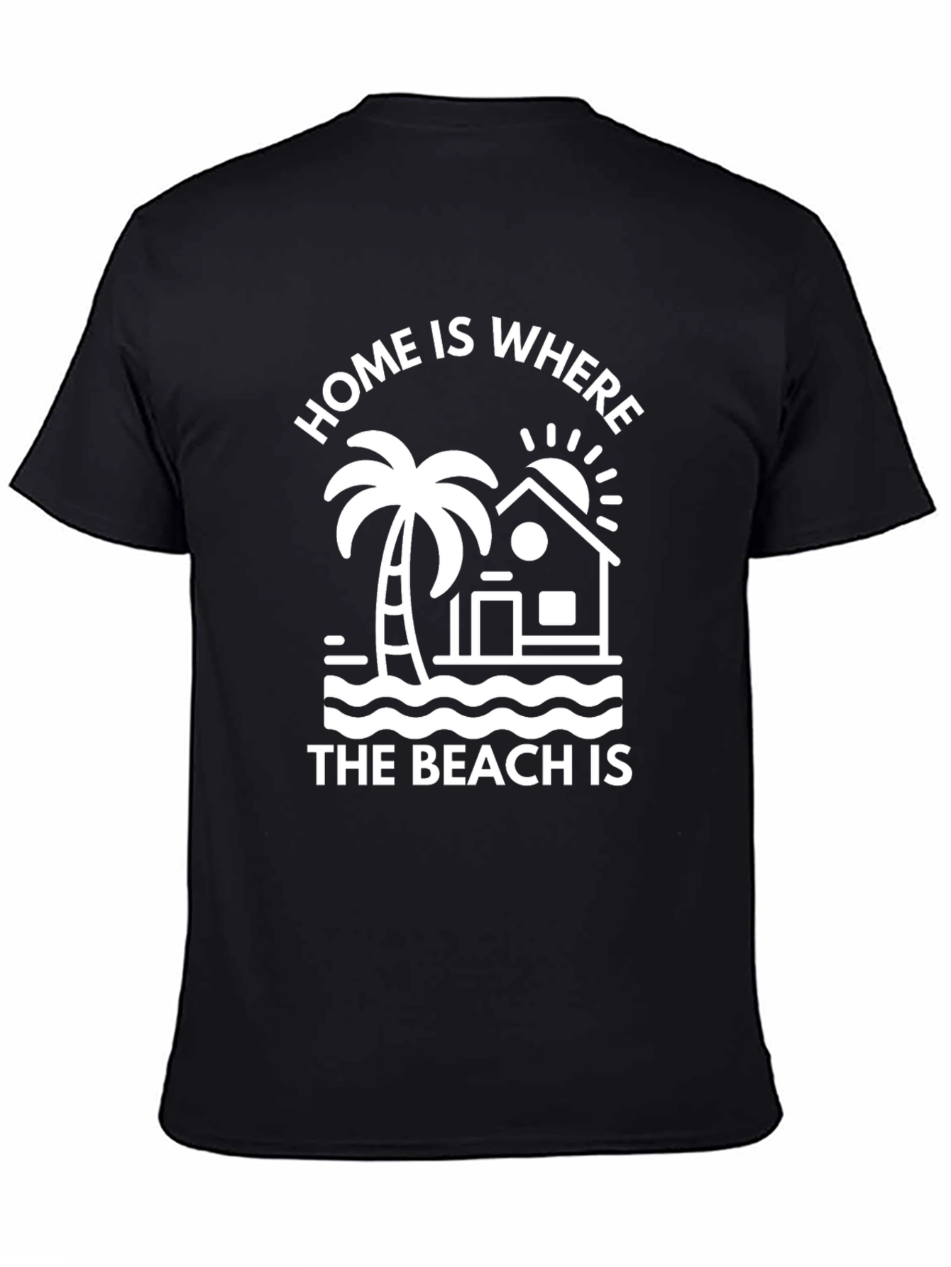 Black Home Is Where The Beach Is Black T-Shirt view 4