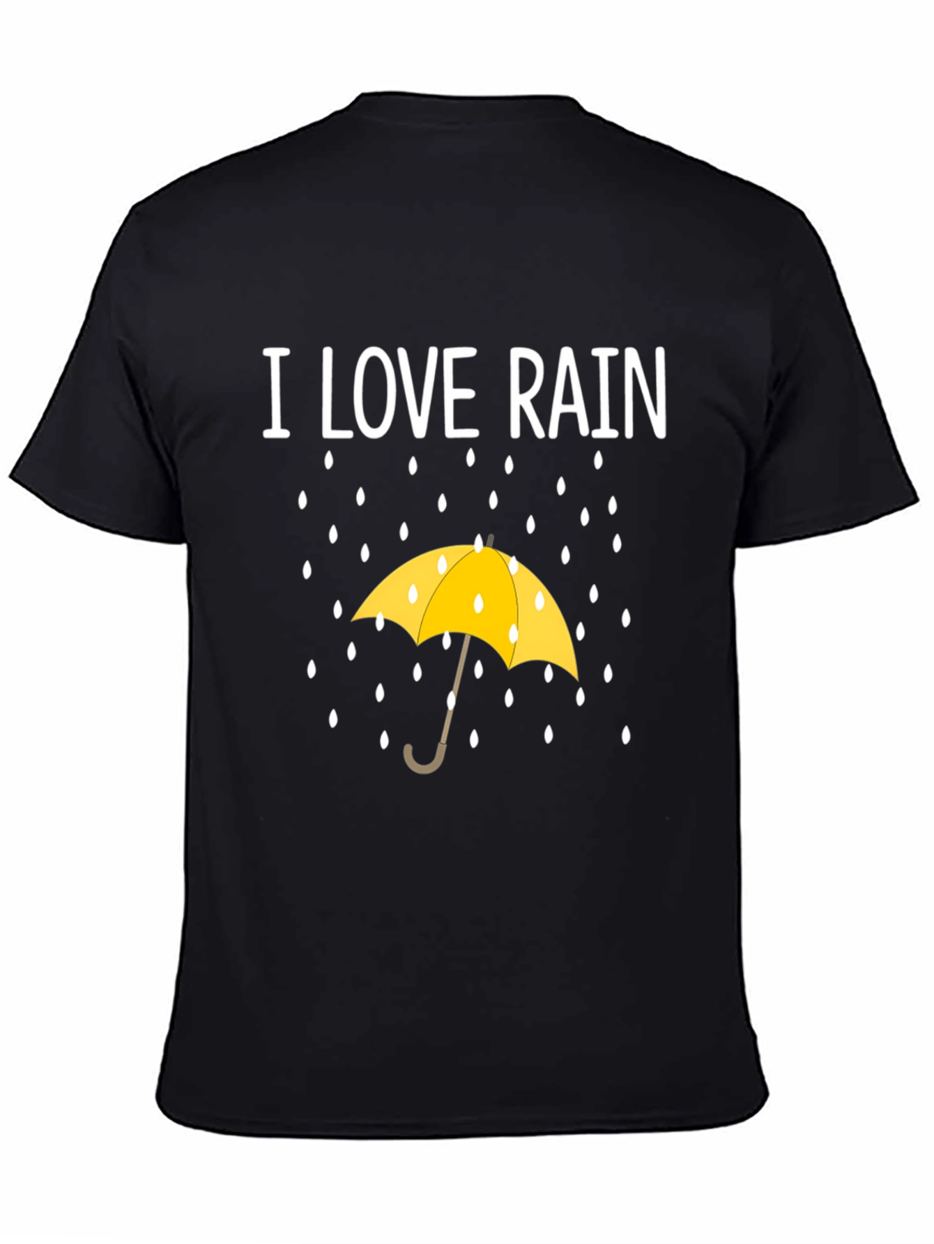 Black I Love Rain T-Shirt - Weather Umbrella Graphic Tee view 4