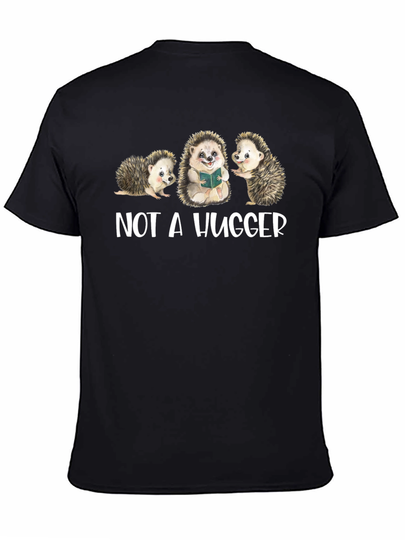 Black Not A Hugger Hedgehog Graphic Tee view 4