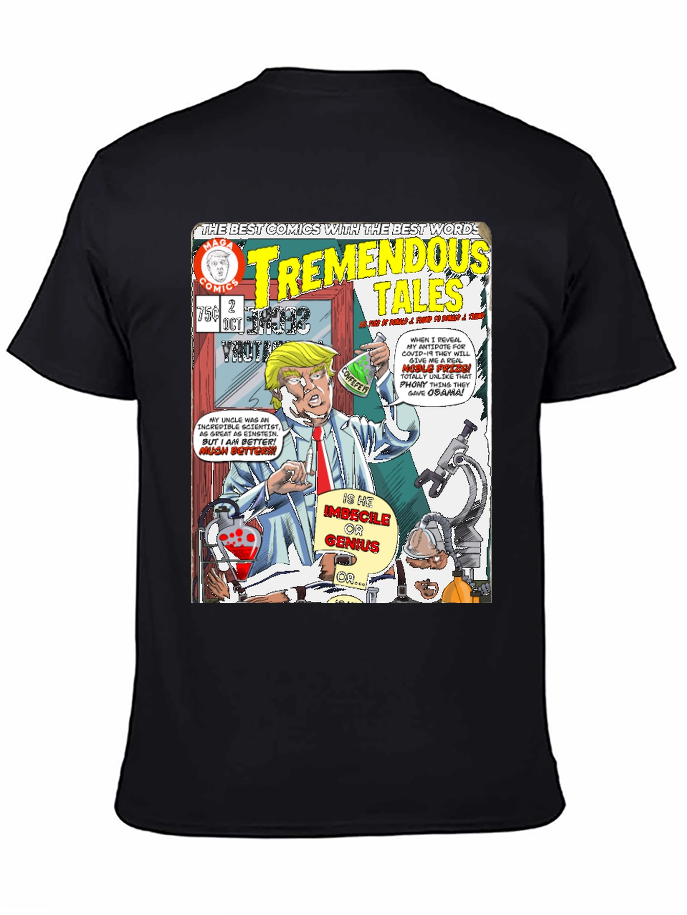Black Tremendous Tales Trump Comic T-Shirt view 4