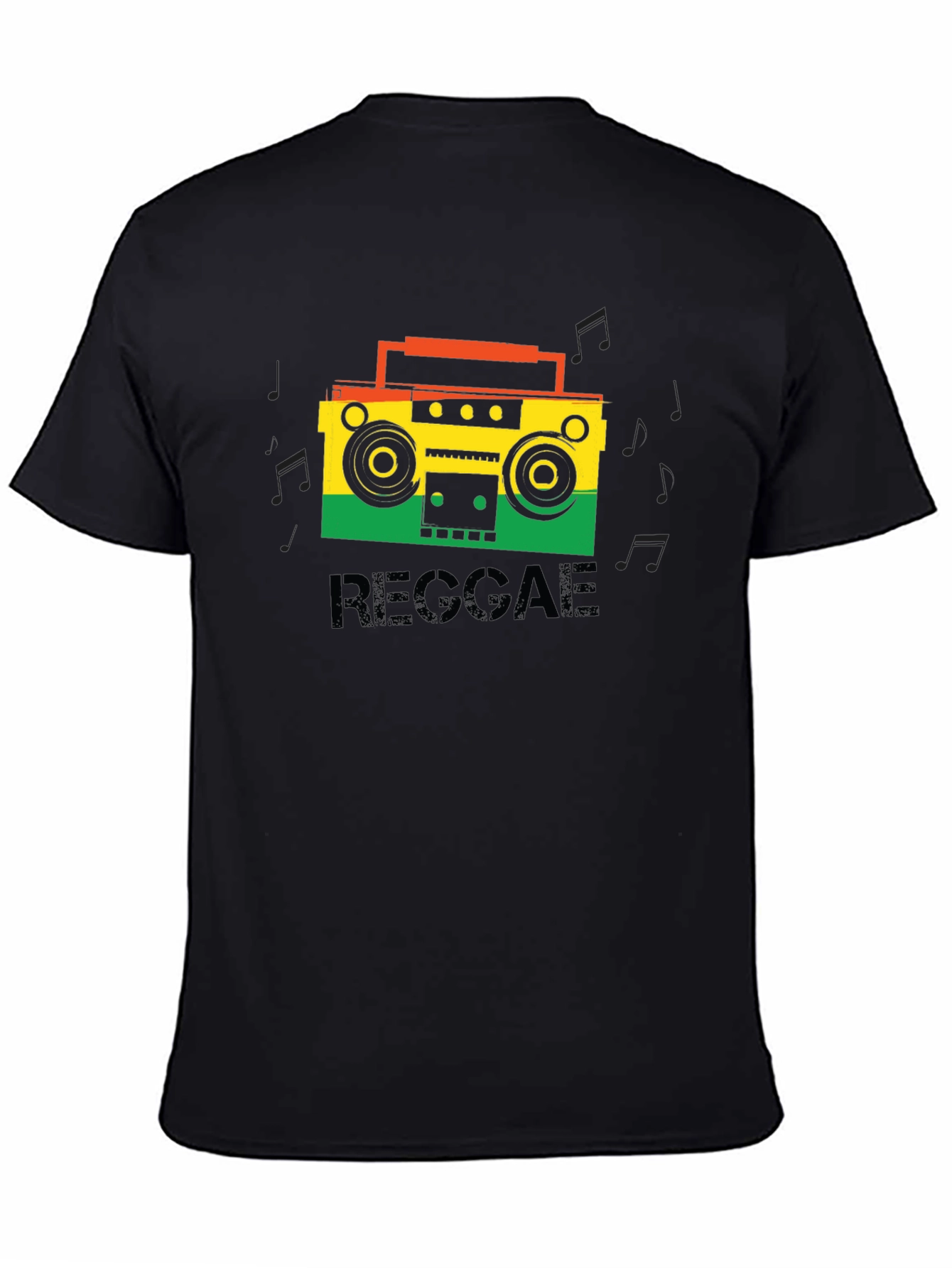 Black Reggae Boombox Graphic Tee - Black T-Shirt view 4
