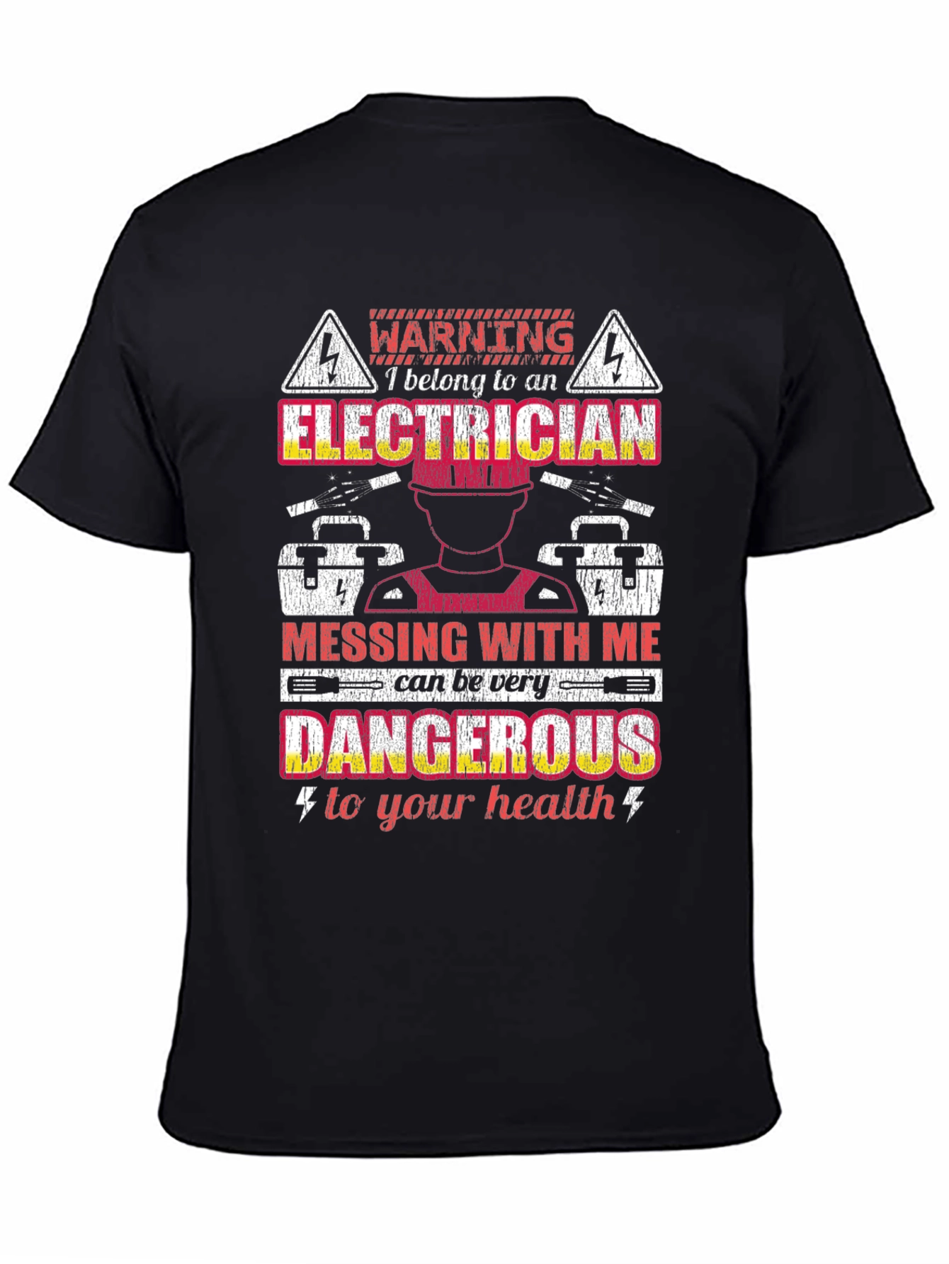 Black Electrician Warning Graphic Tee view 4