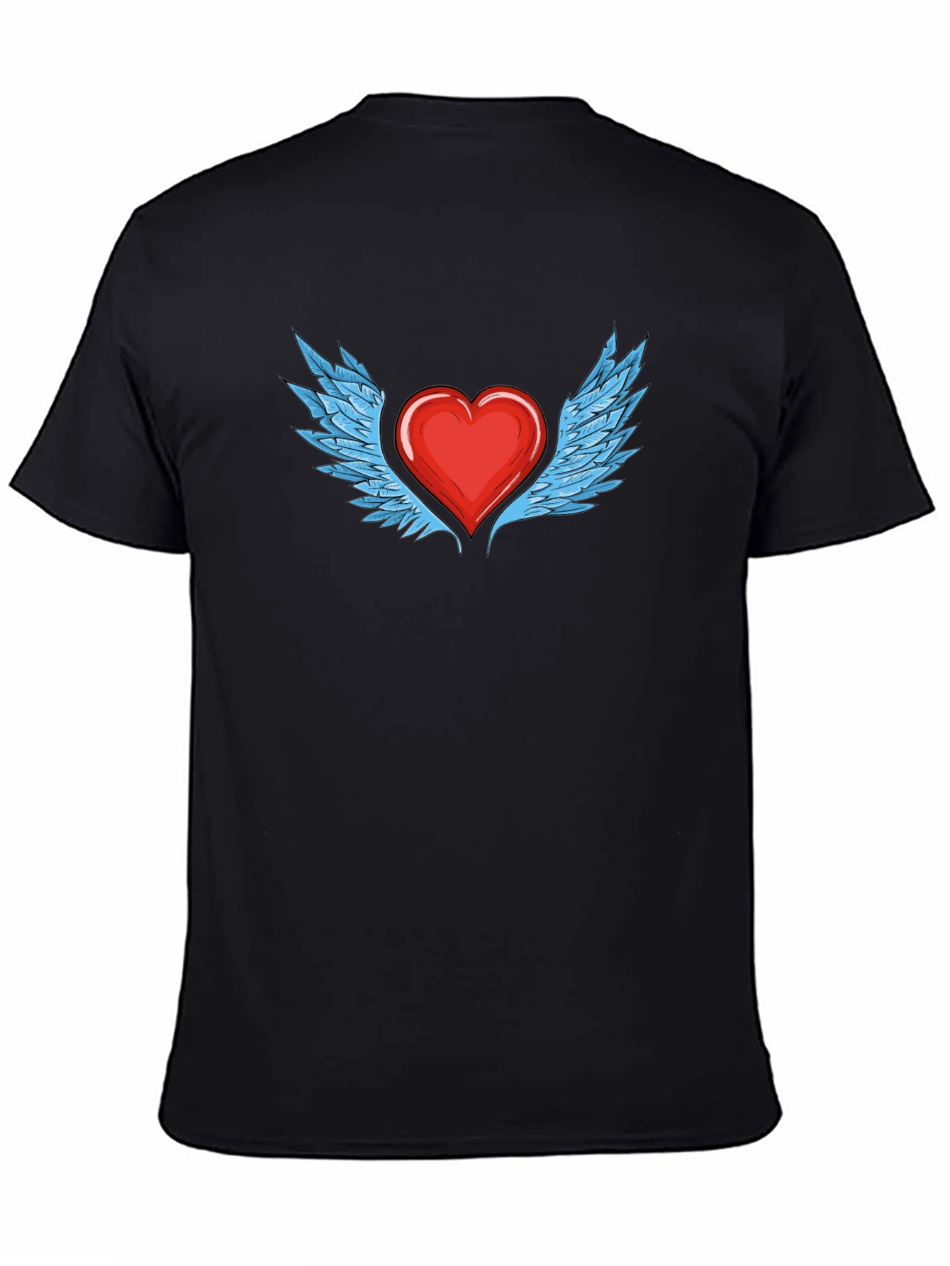 Black Heart with Wings Graphic T-Shirt - Stylish Black Tee view 4