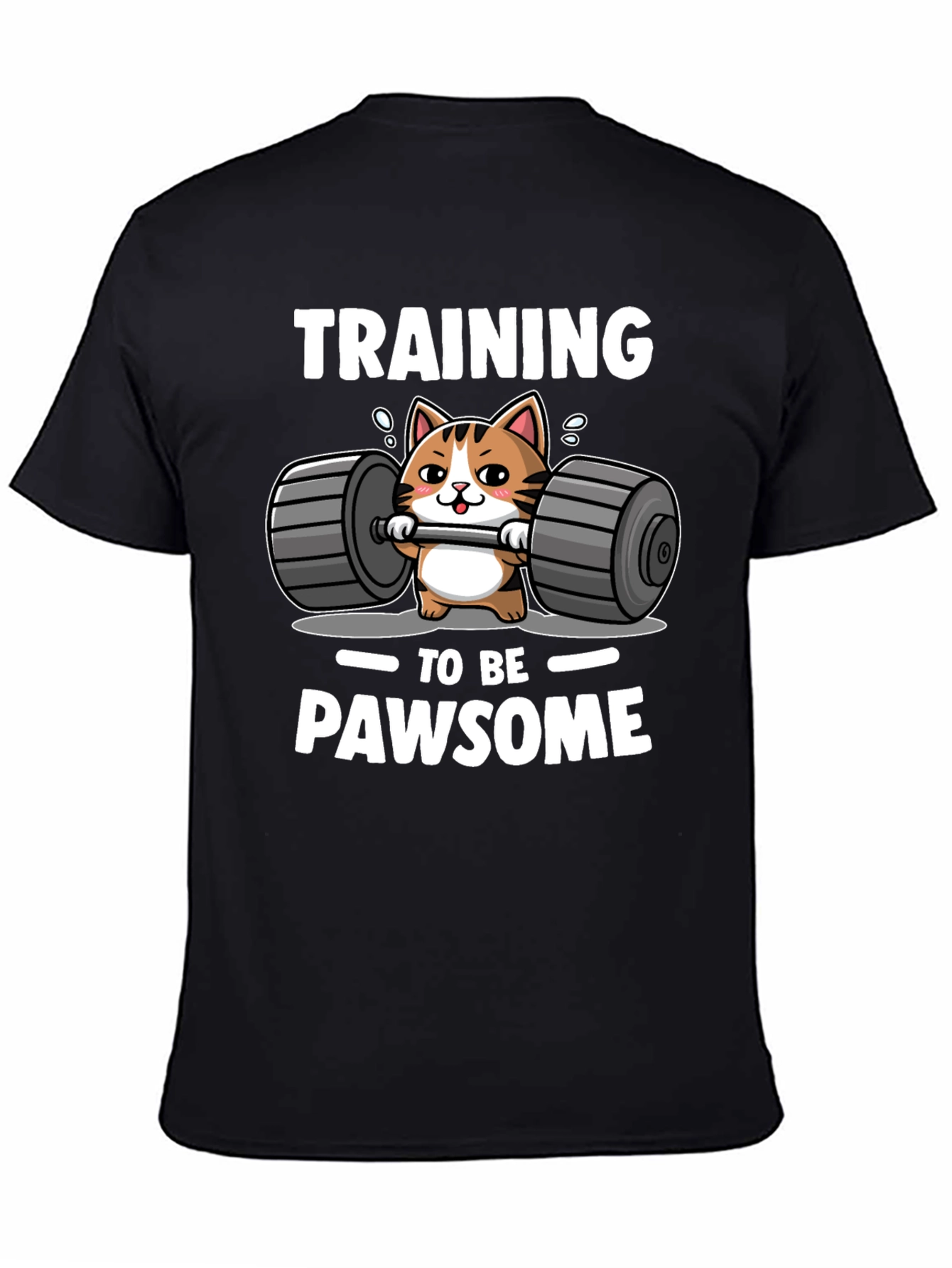 Black Training to be PAWSOME Cat Workout T-Shirt view 4