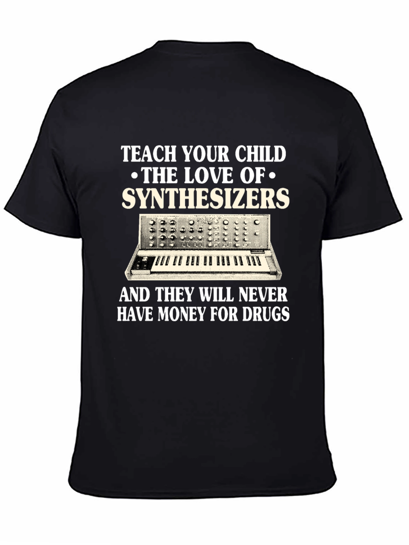 Black Teach Your Child Synthesizers Graphic T-Shirt view 4