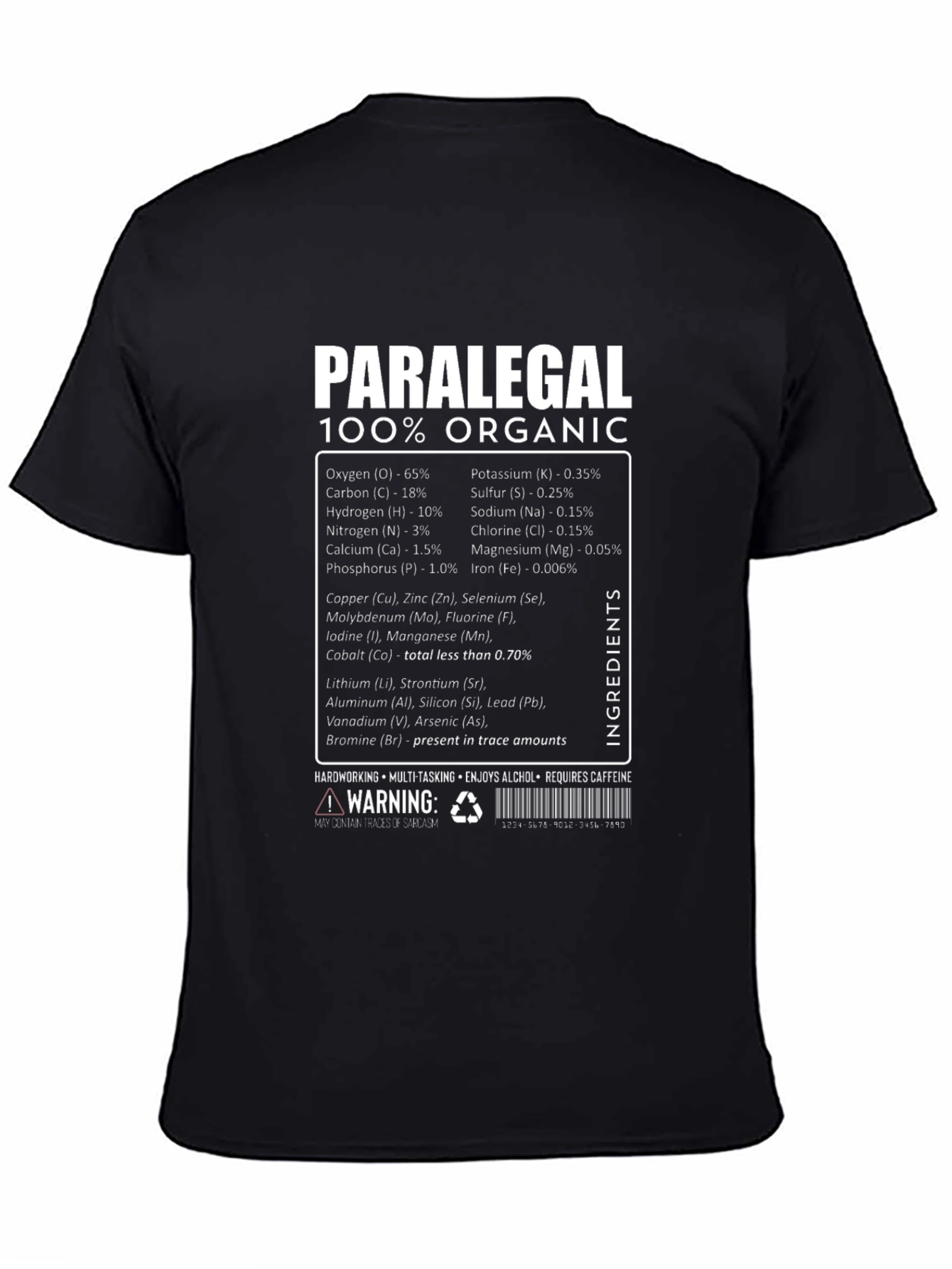 Black Paralegal 100% Organic T-Shirt - Funny Legal Assistant Tee view 4