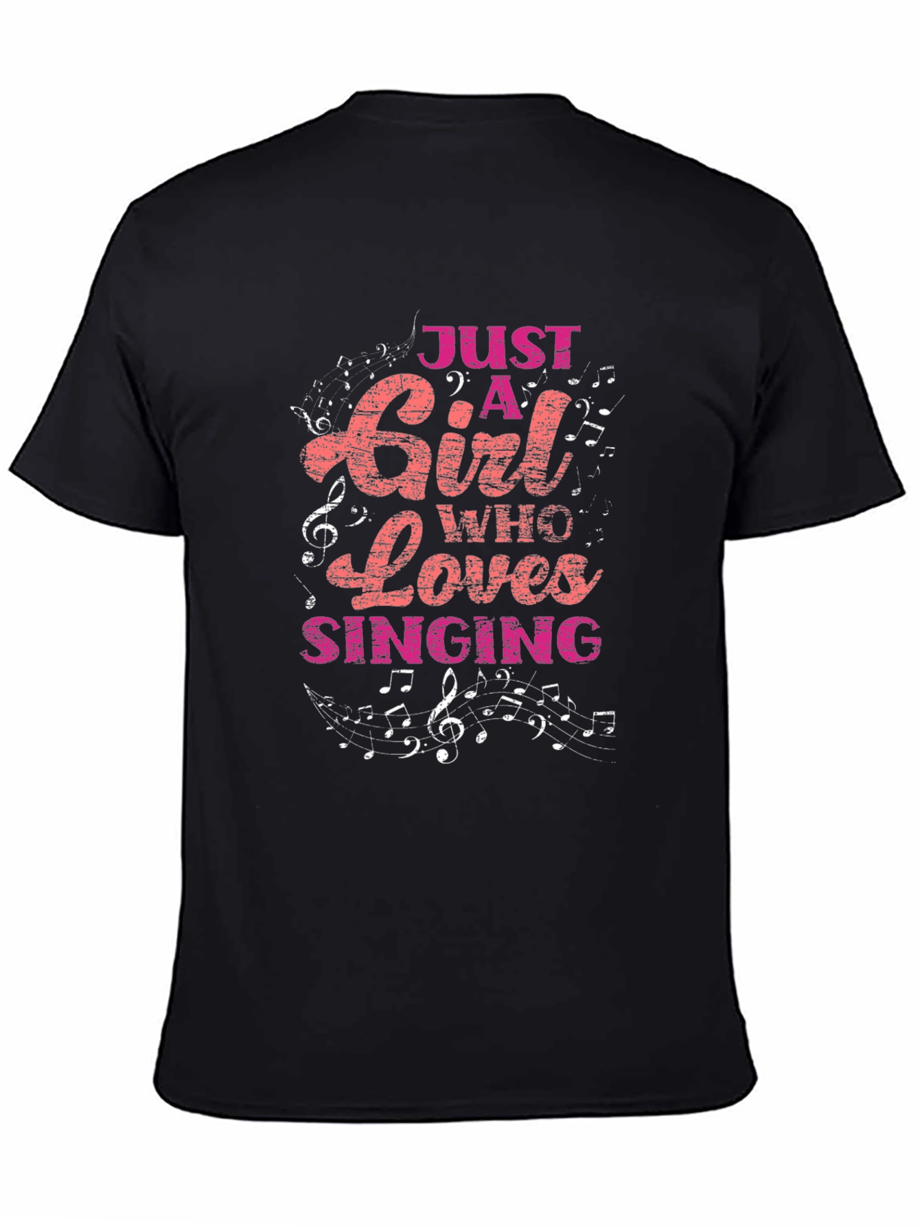 Black Just A Girl Who Loves Singing T-Shirt view 4