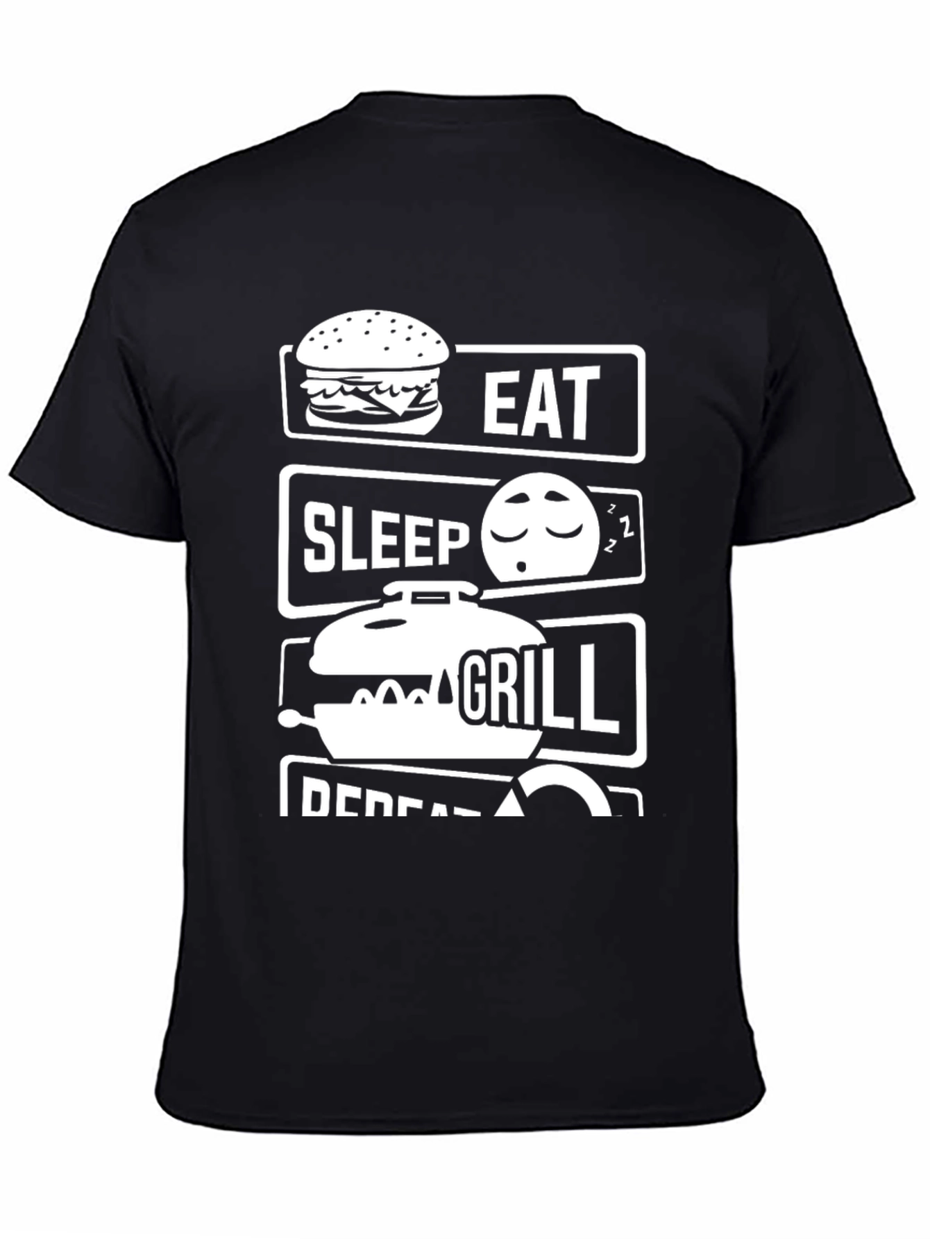 Black Eat Sleep Grill Repeat Black Graphic Tee view 4