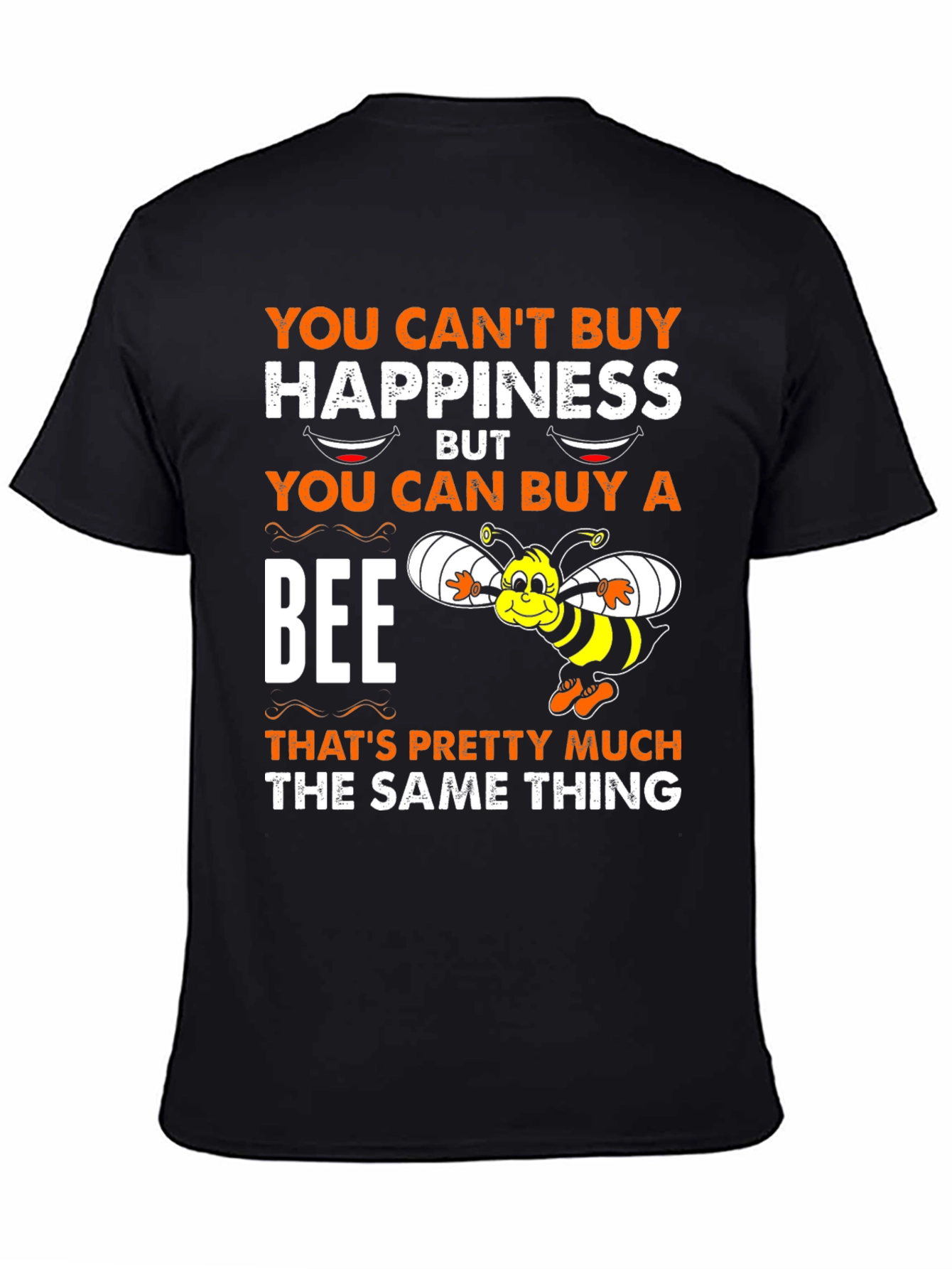 Black Bee Happiness T-Shirt: Funny Graphic Tee view 4