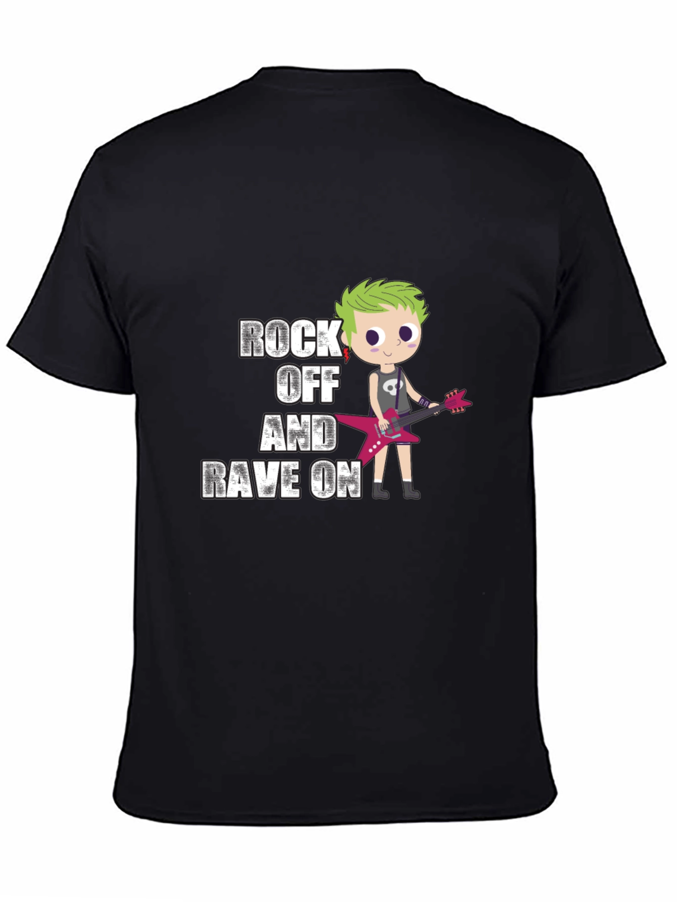 Black Rock Off and Rave On Black Graphic T-Shirt view 4