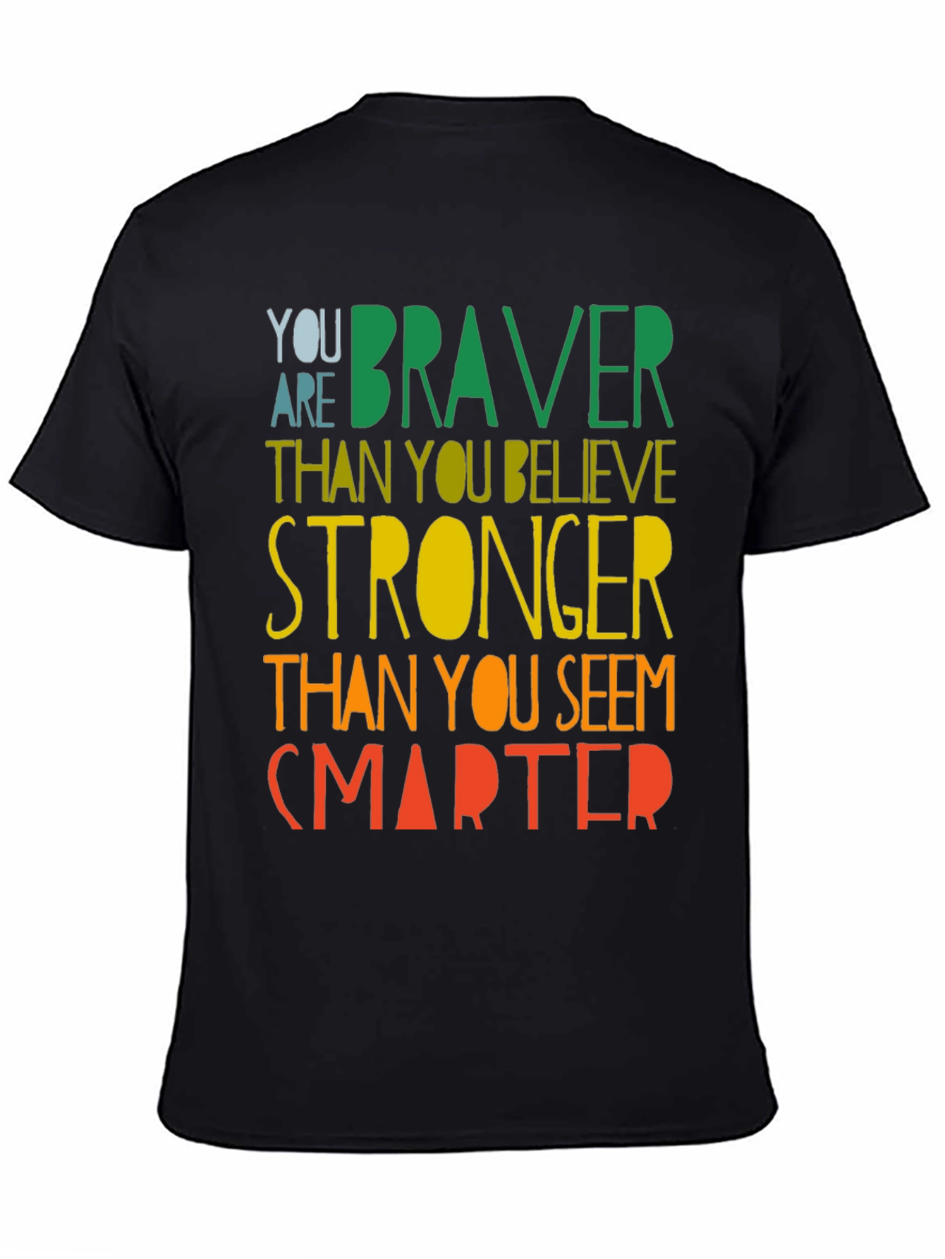 Black Inspirational Braver Stronger Smarter Graphic T-Shirt view 4