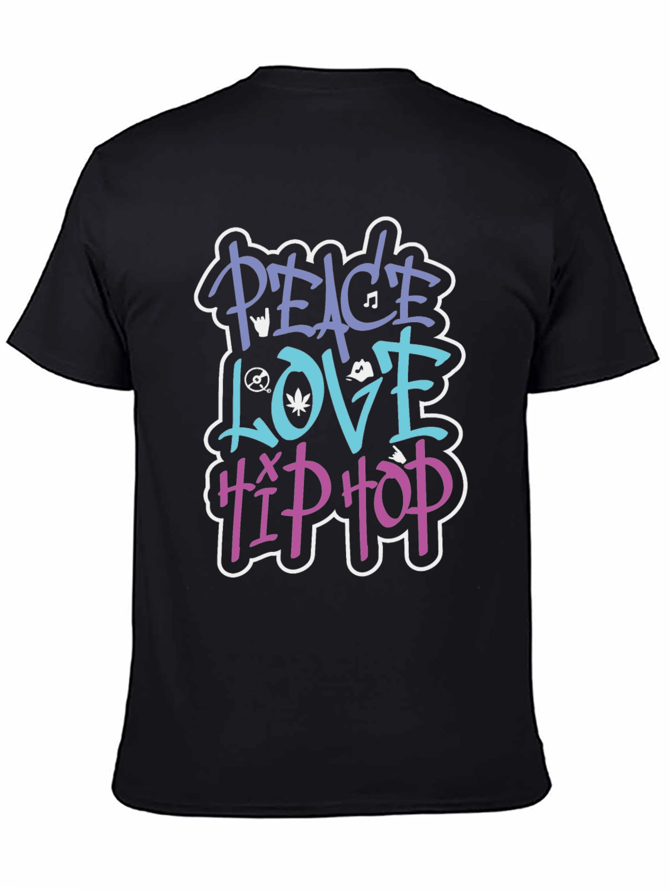 Black Peace Love Hip Hop Graphic Tee - Stylish Cotton T-Shirt view 4