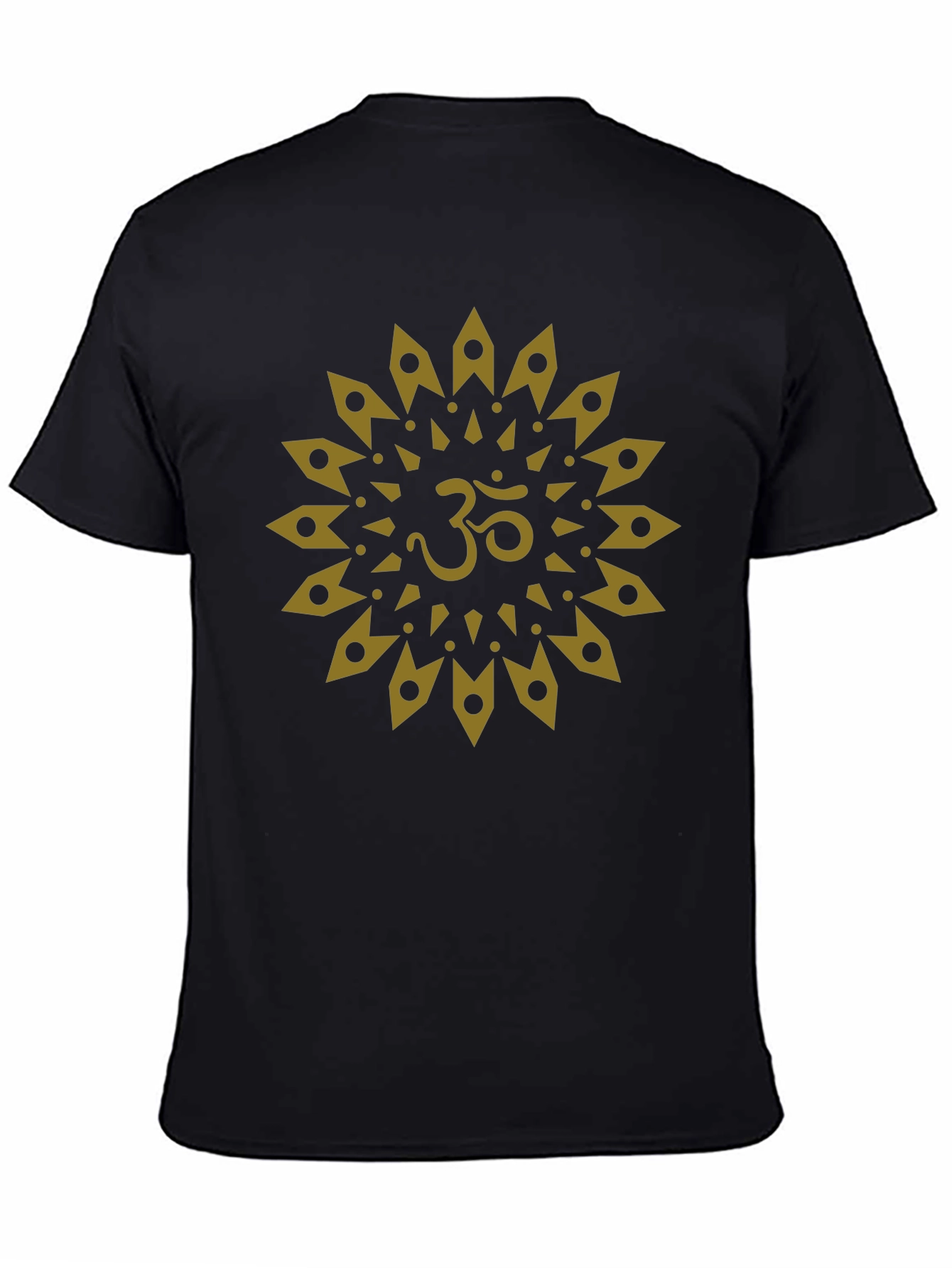 Black Om Mandala Graphic Tee - Black Cotton T-Shirt view 4