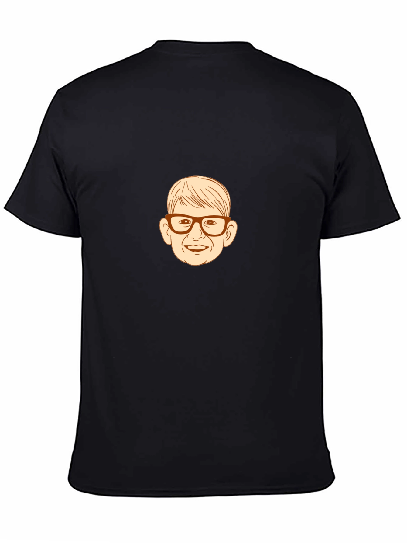 Black Funny Cartoon Face Black T-Shirt view 4