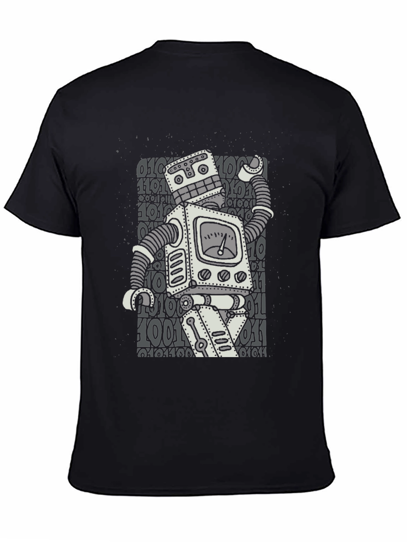 Black Retro Robot Graphic T-Shirt - Black Cotton Blend view 4