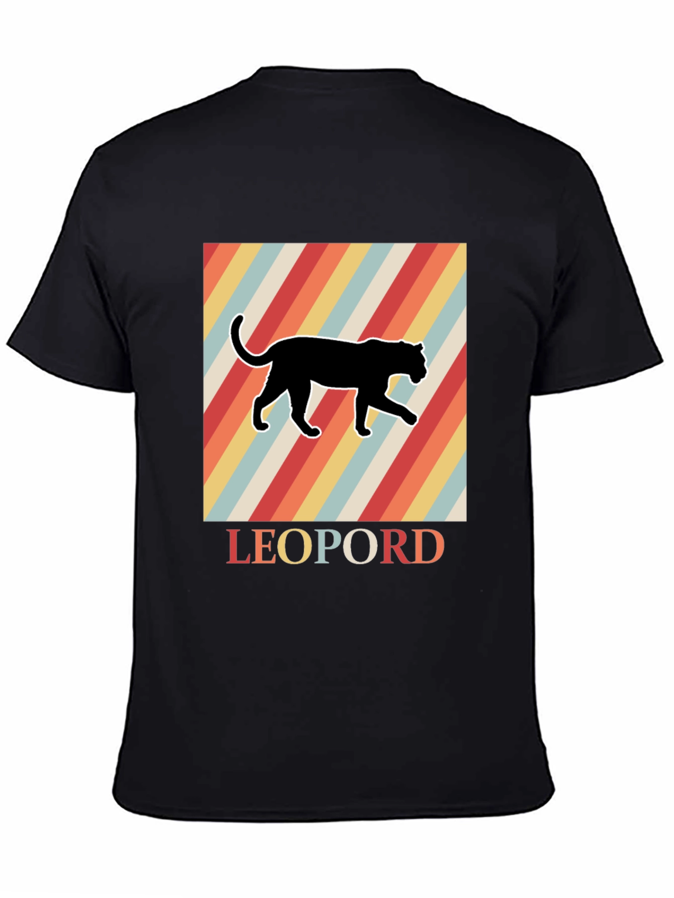 Black Retro Leopard Graphic T-Shirt - Cool Vintage Style view 4