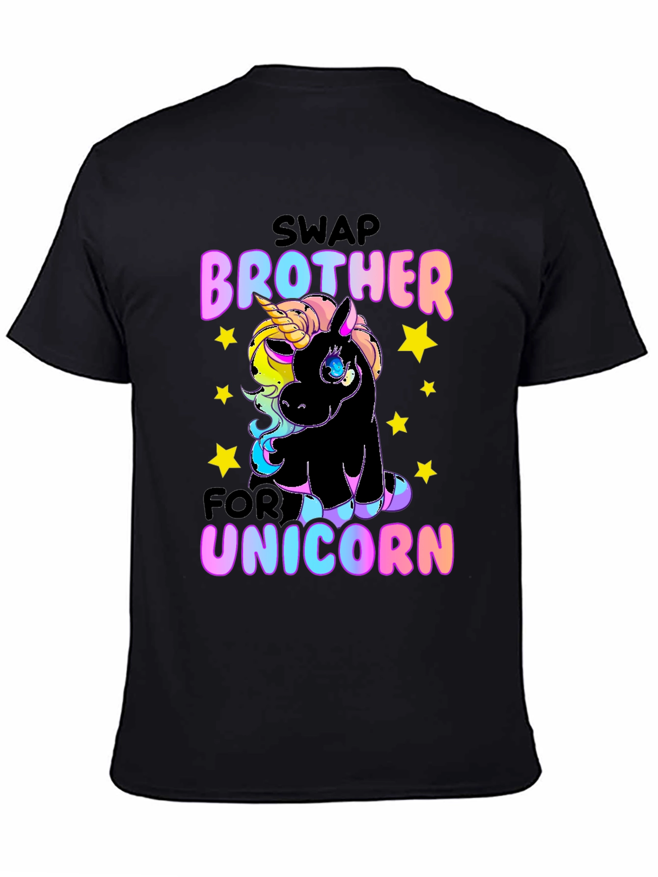Black Swap Brother for Unicorn T-Shirt view 4