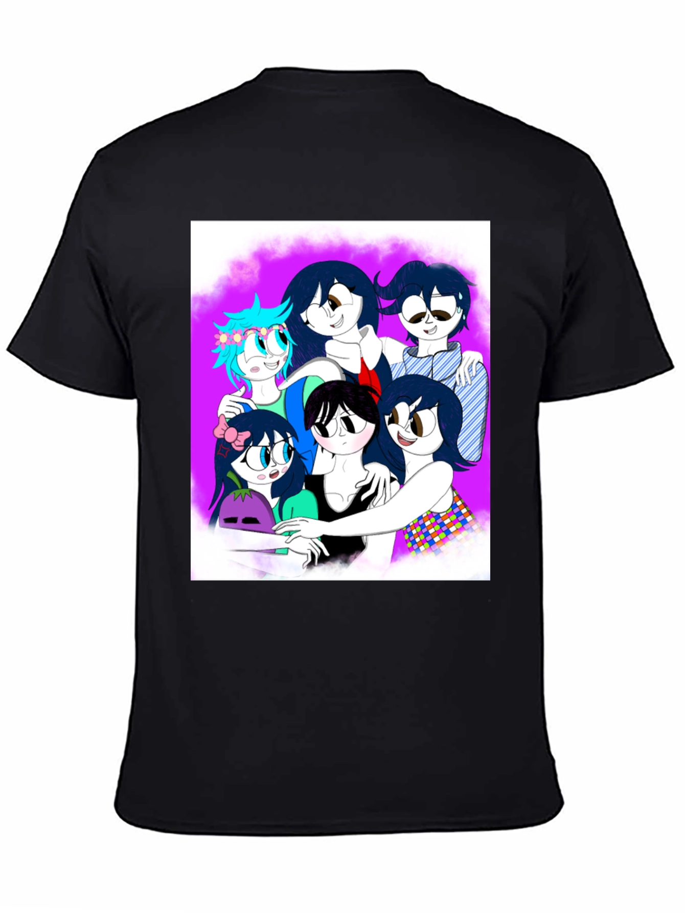 Black Anime Style Graphic Tee view 4