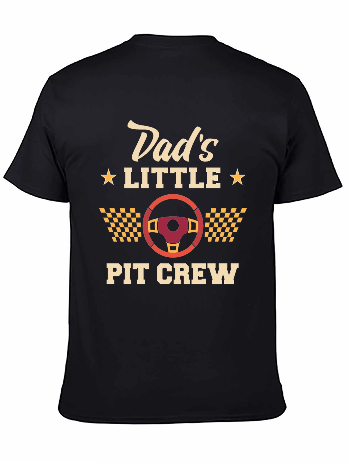 Black Dad's Little Pit Crew Black Graphic T-Shirt view 4