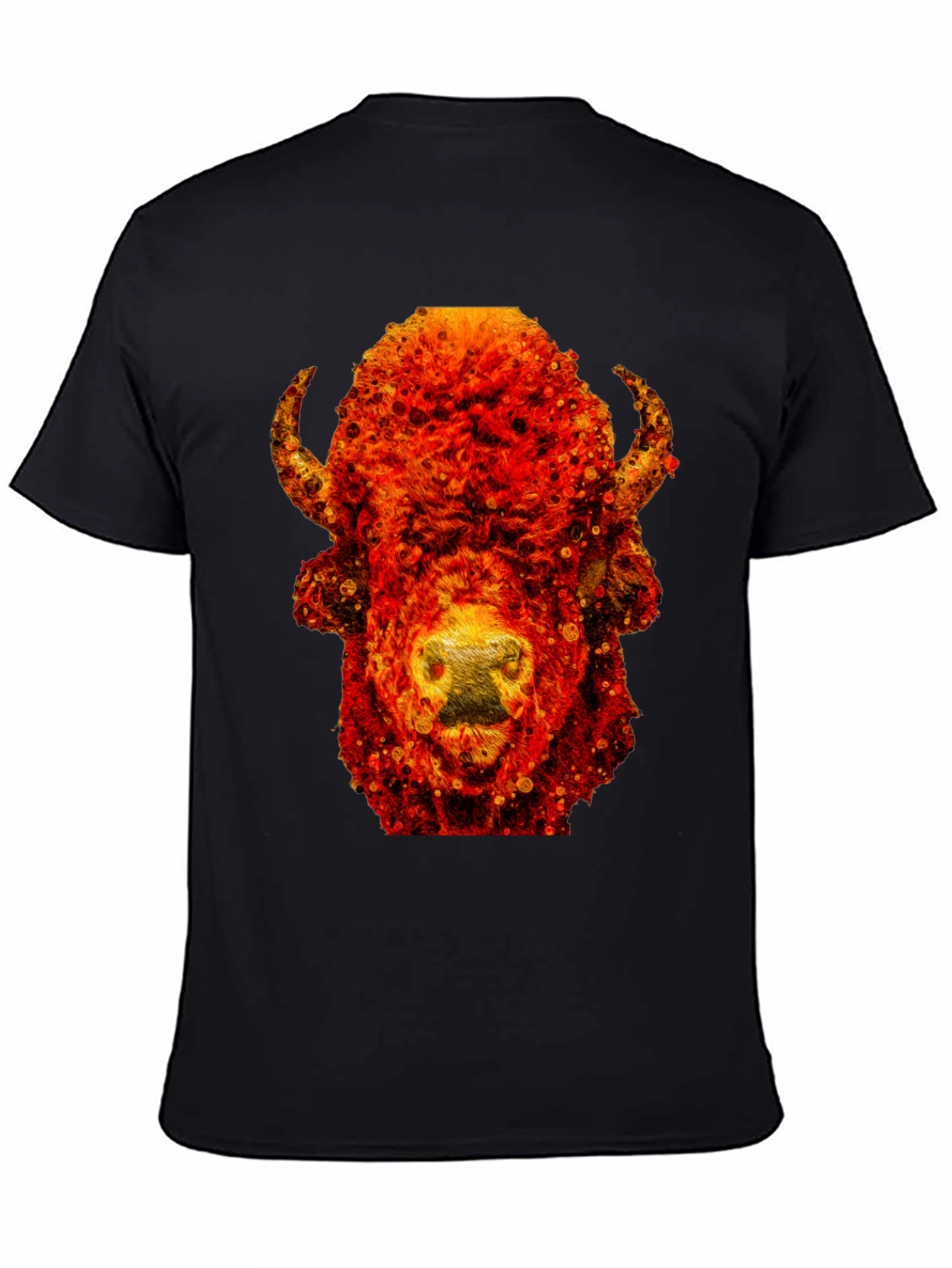 Black Fiery Bison Graphic Tee - Cool Animal Print T-Shirt view 4