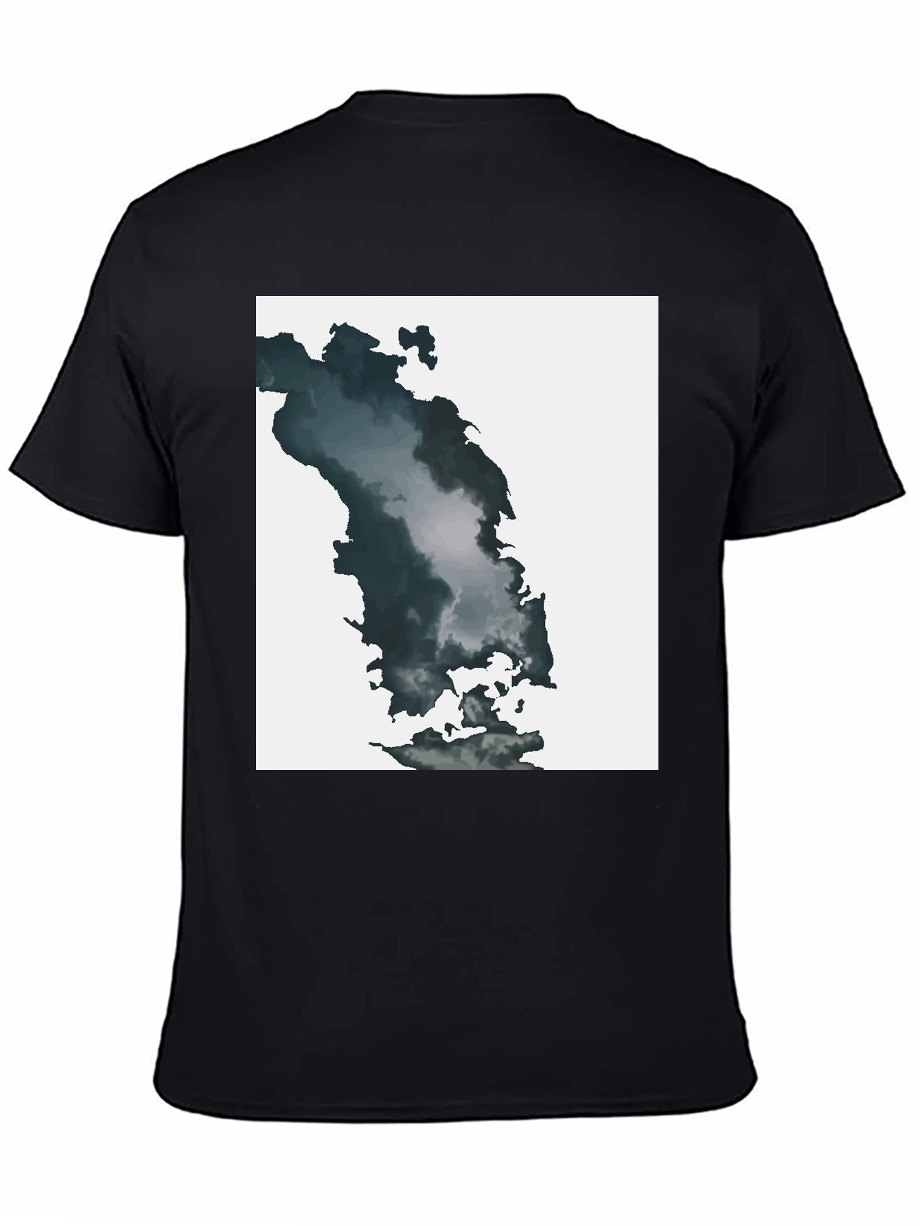 Black Abstract Cloudscape Graphic Tee - Soft Black Cotton Blend view 4