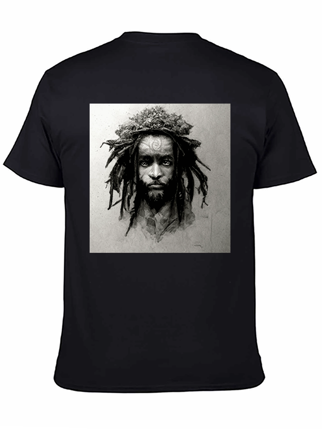 Black Rasta Man Graphic Print Black T-Shirt view 4