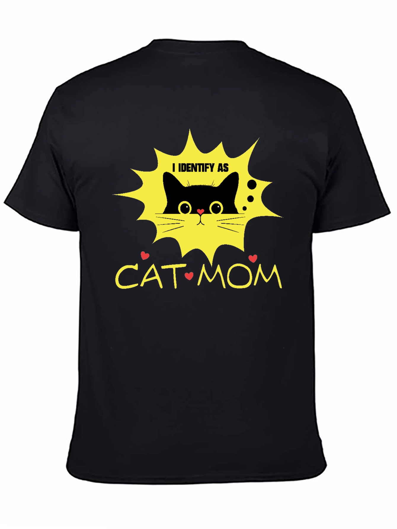 Black I Identify As Cat Mom T-Shirt view 4