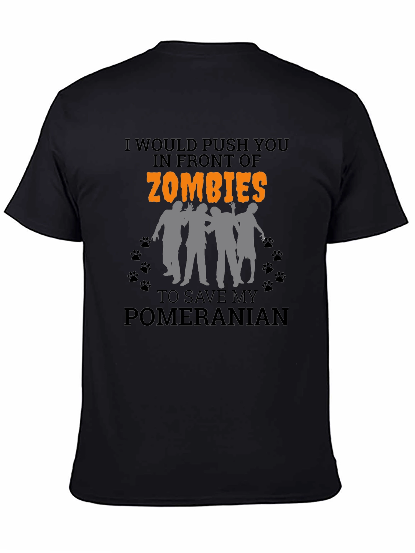 Black Zombie Pomeranian T-Shirt view 4