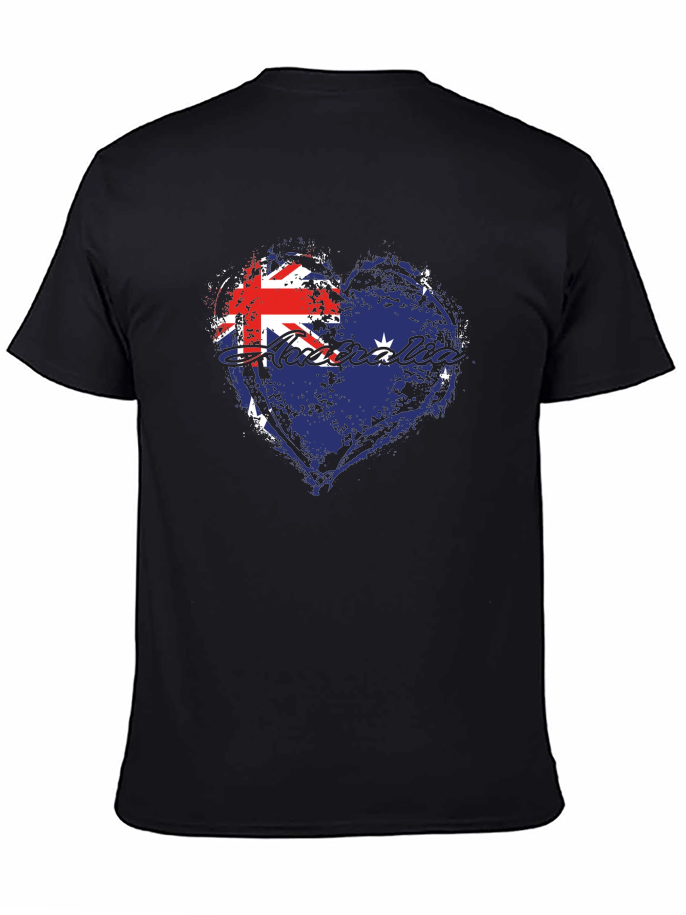 Black Australia Flag Heart Graphic Tee - Black view 4