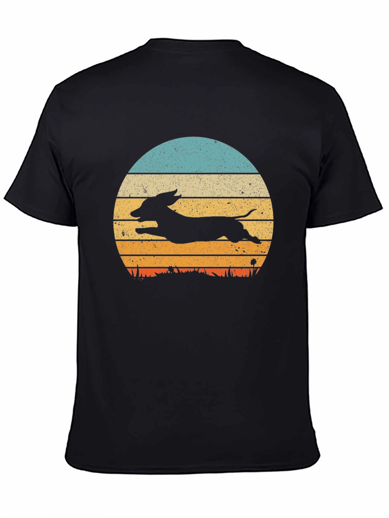 Black Dachshund Sunset Graphic Tee - Black Cotton Blend view 4