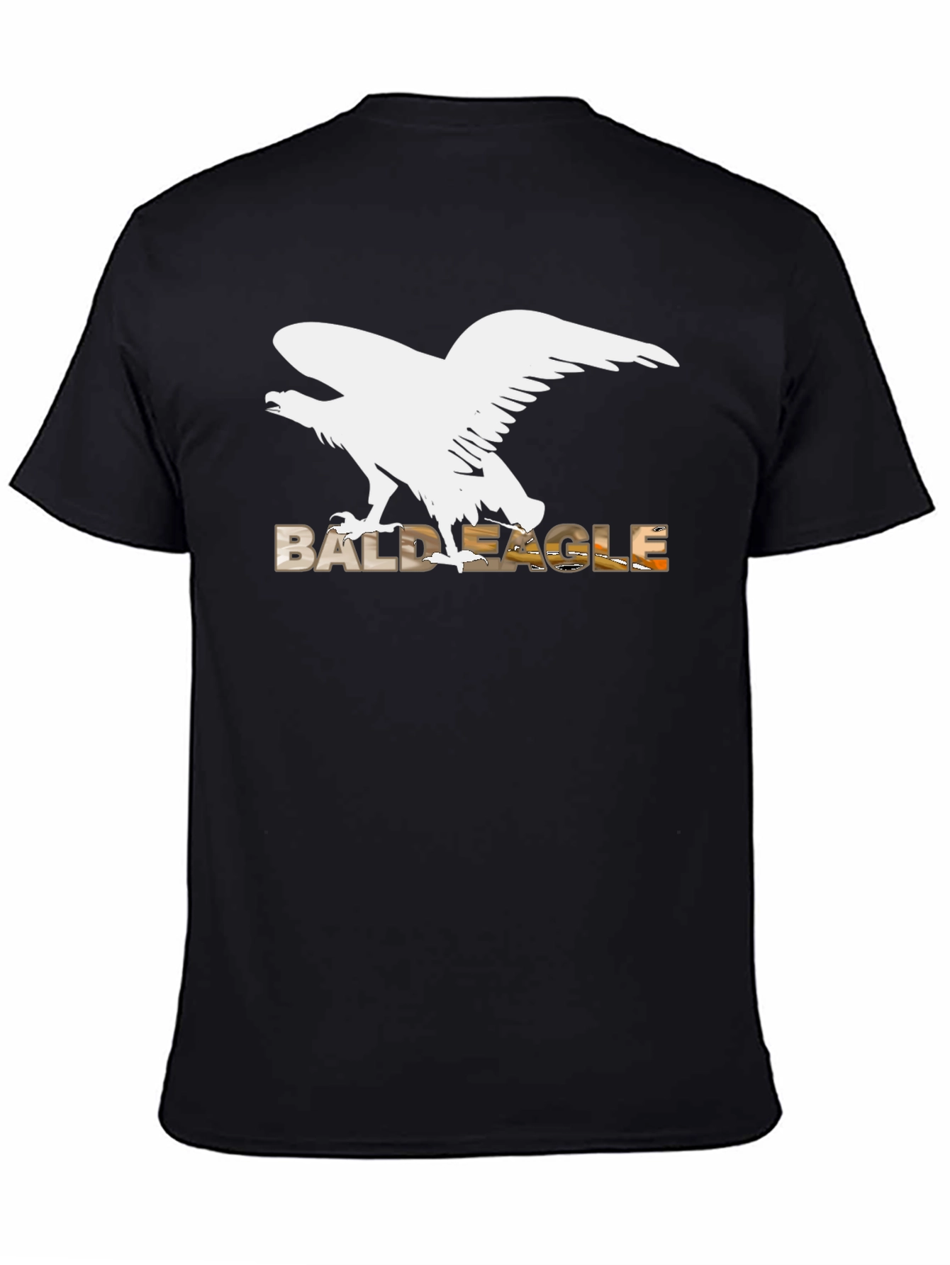 Black Bald Eagle Graphic Tee - Black Cotton Blend view 4