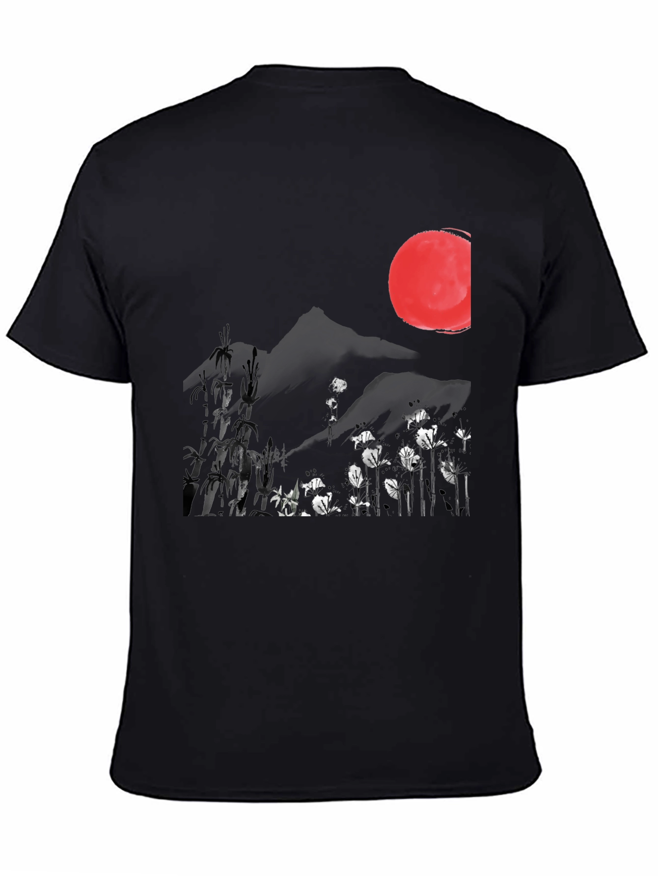 Black Japanese Sumi-e Style Graphic Tee view 4