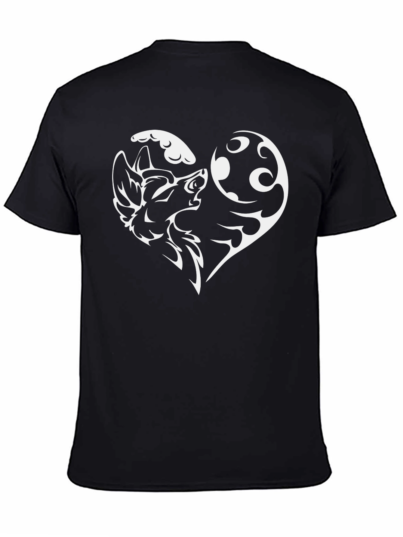 Black Wolf Howling at Moon Graphic Tee - Black view 4