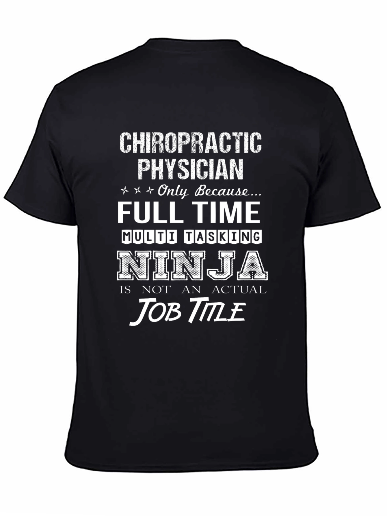 Black Chiropractic Physician Ninja T-Shirt view 4